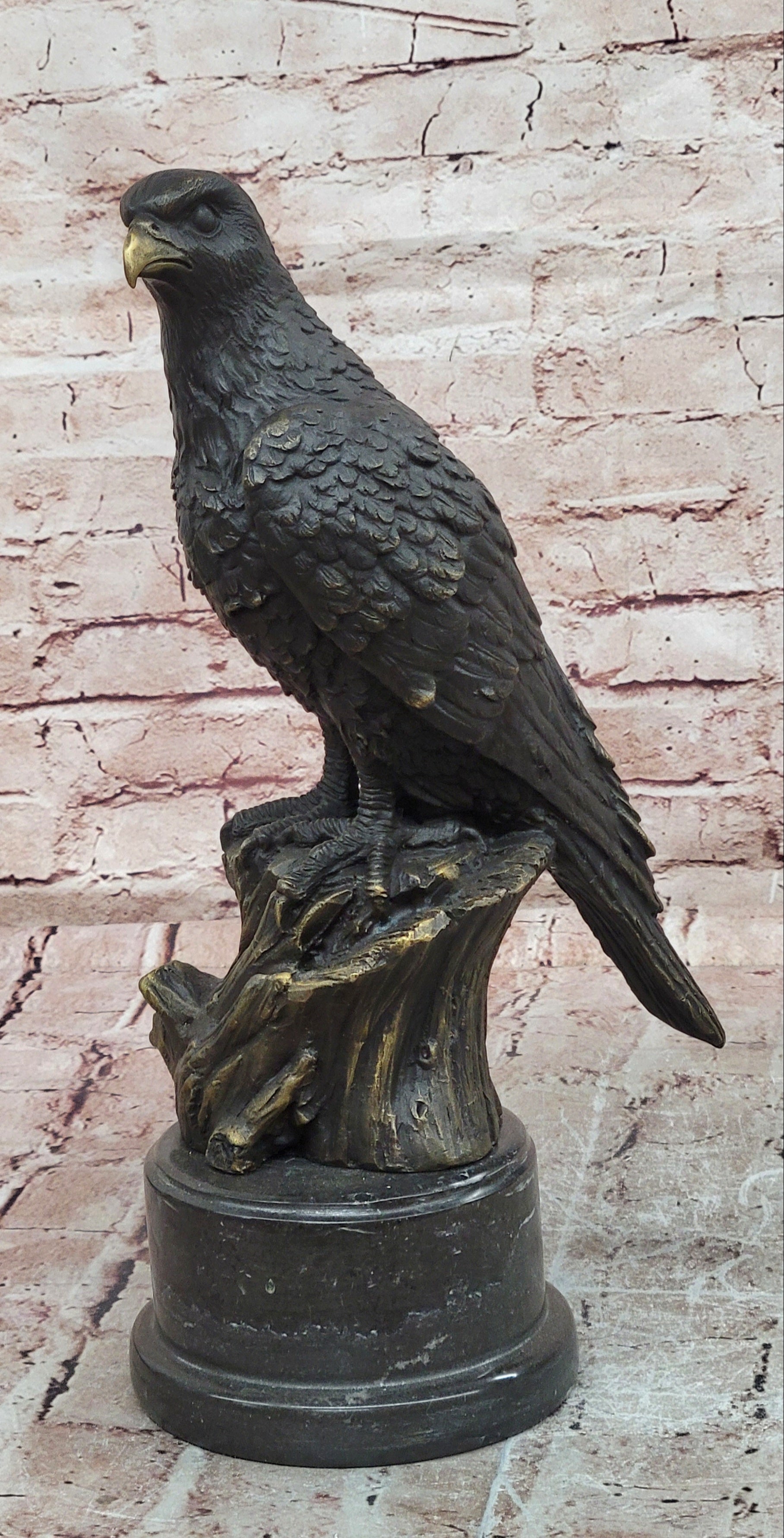 Hand Made Bronze Eagle Sculpture Hawk Falcon Bird Collectible Art