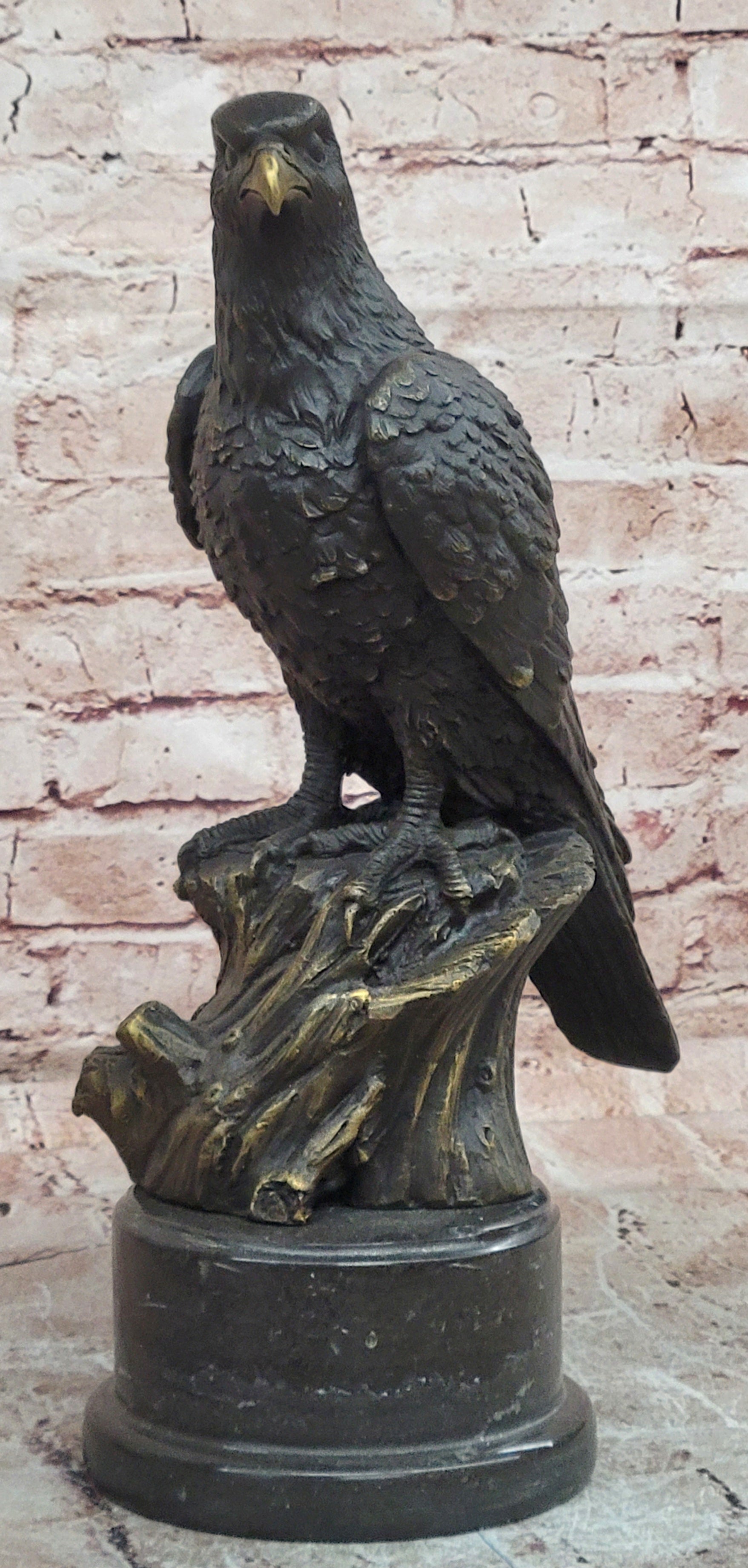 Hand Made Bronze Eagle Sculpture Hawk Falcon Bird Collectible Art