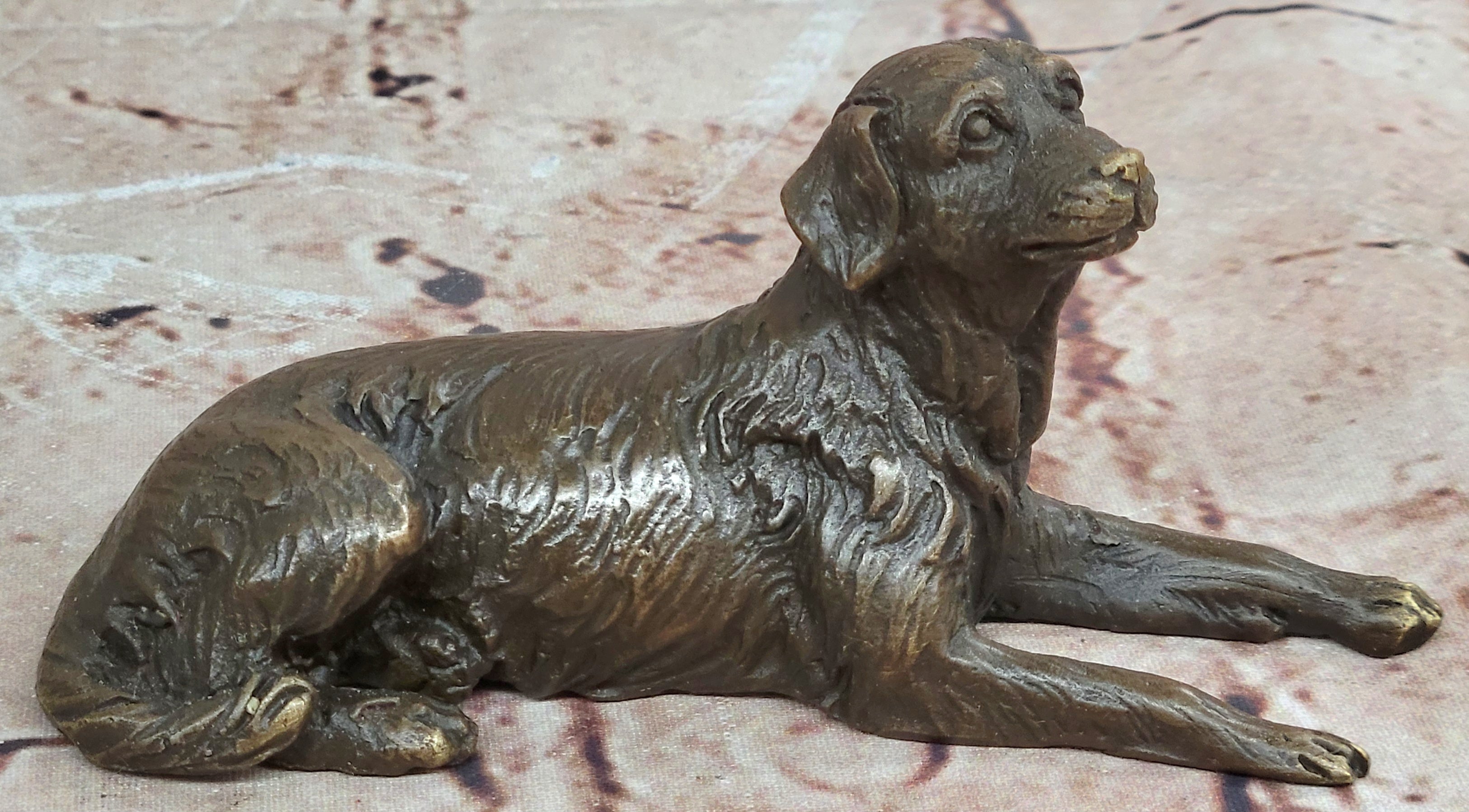 Nick Golden Retriever Bronze Dog Statue Desk Paper Holder Artwork