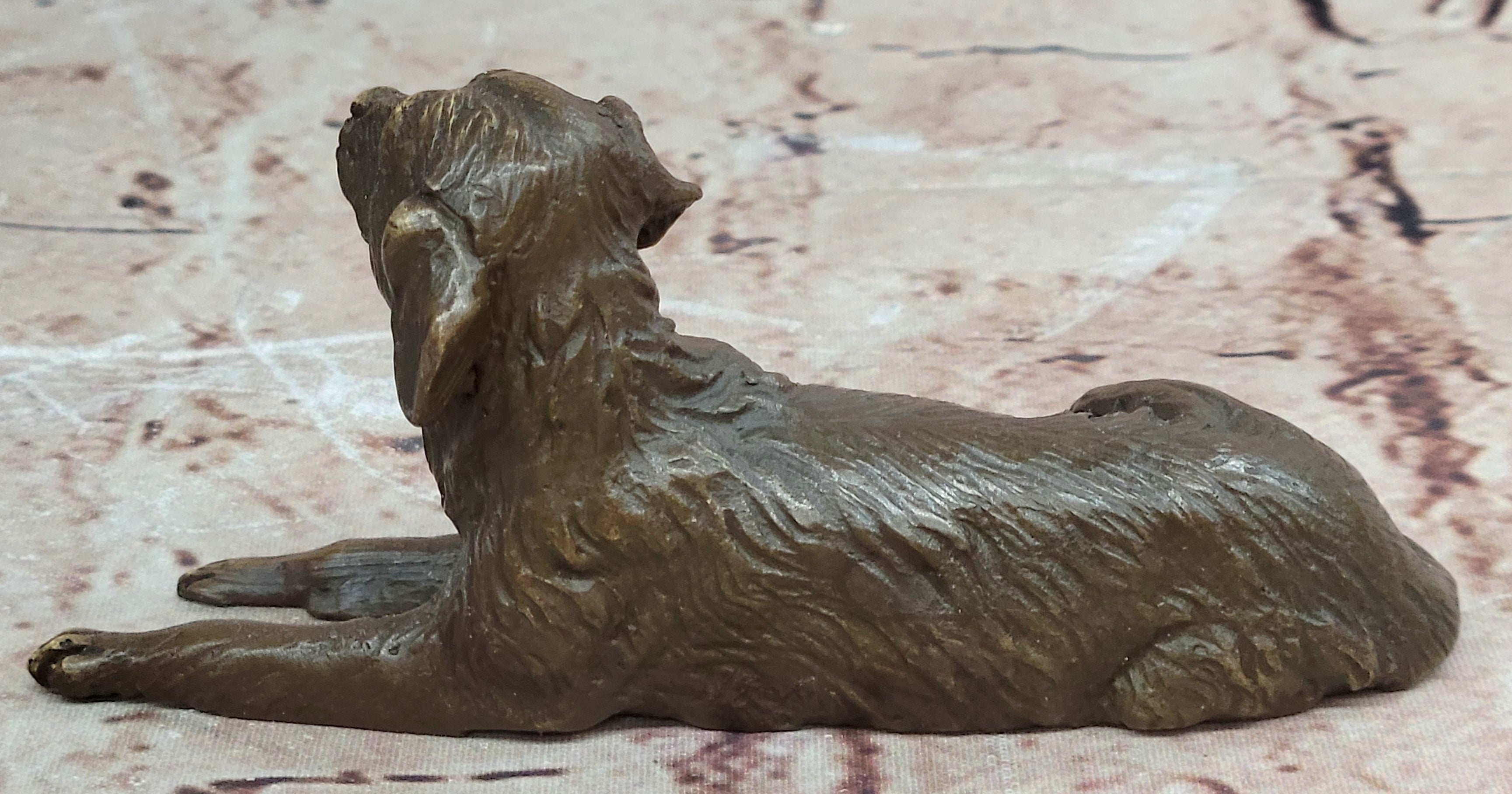 Nick Golden Retriever Bronze Dog Statue Desk Paper Holder Artwork