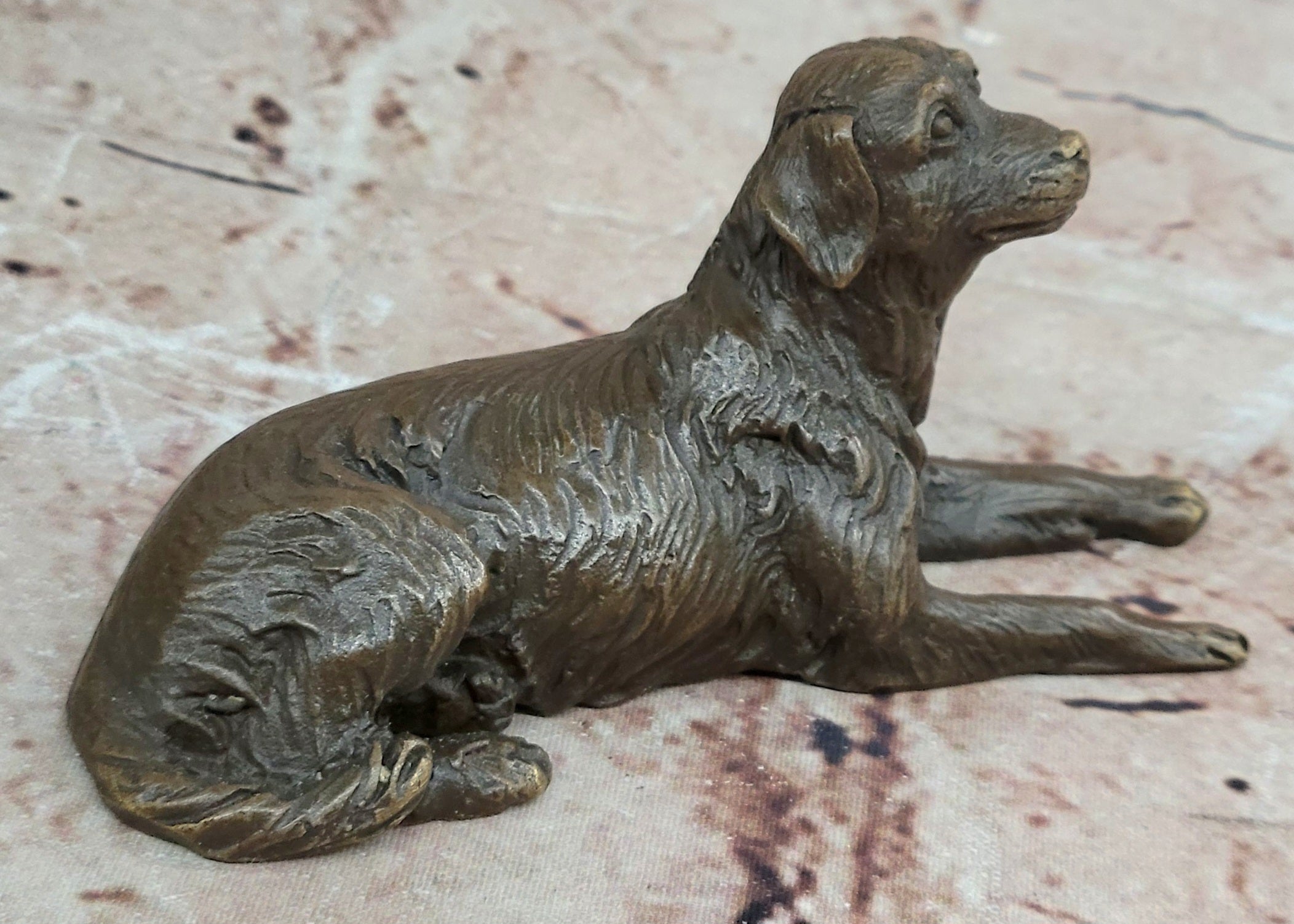 Nick Golden Retriever Bronze Dog Statue Desk Paper Holder Artwork