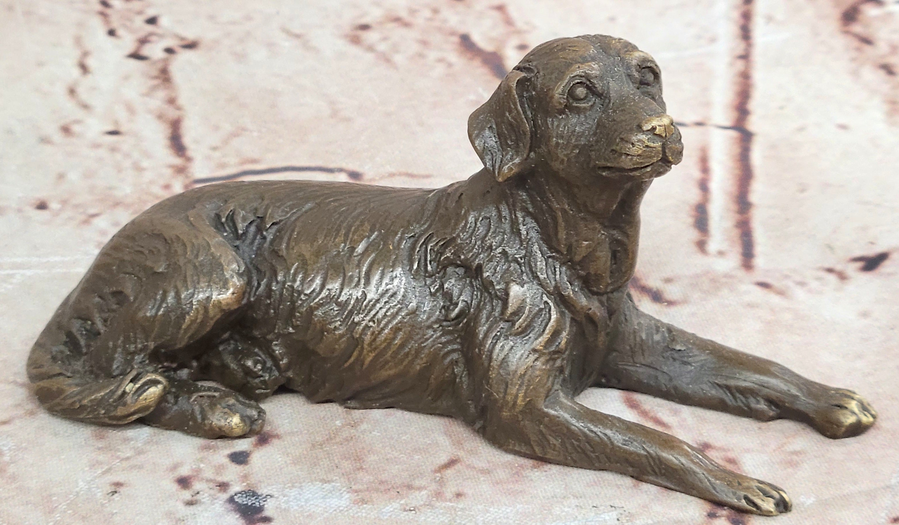 Nick Golden Retriever Bronze Dog Statue Desk Paper Holder Artwork