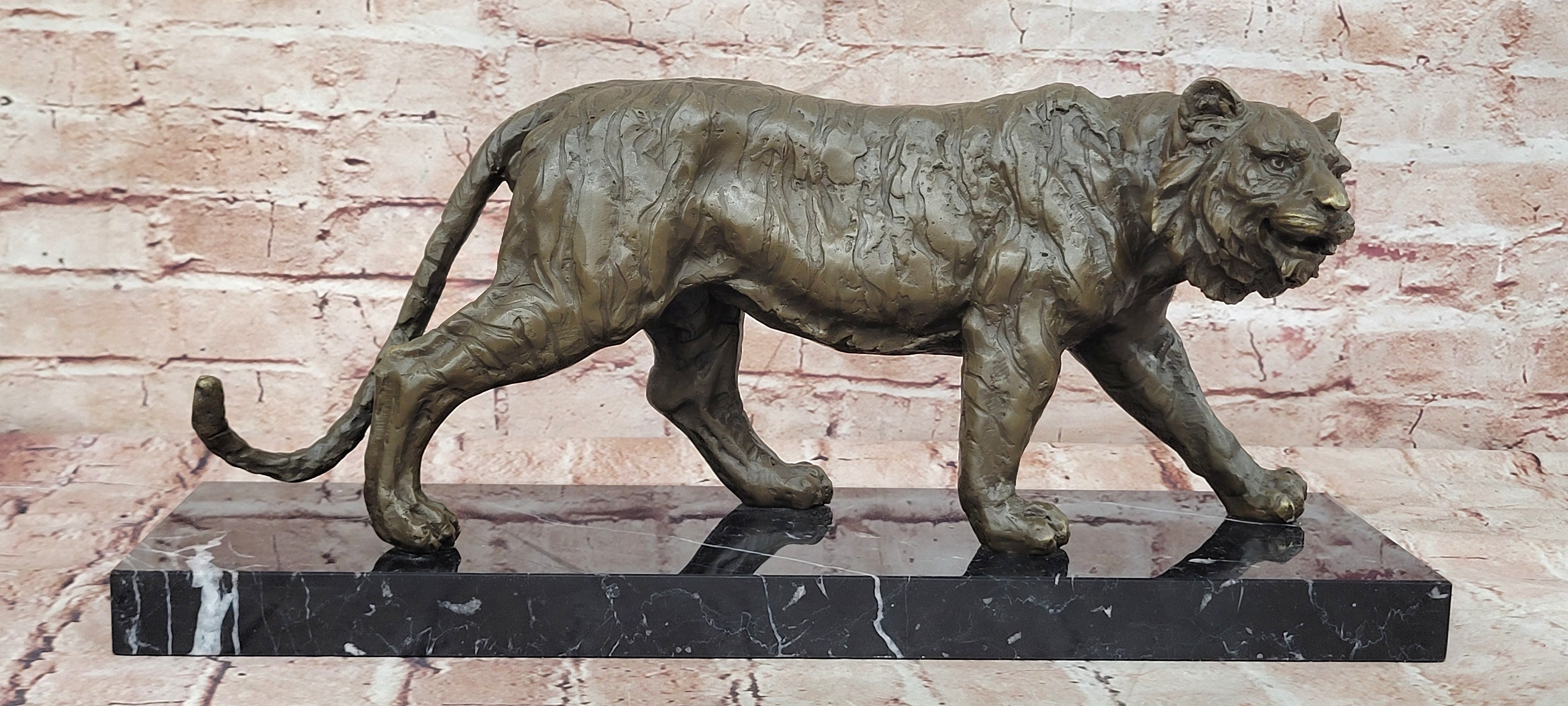 Bronze Stalking Tiger Sculpture Animal Figurine Museum Quality Statue Decor