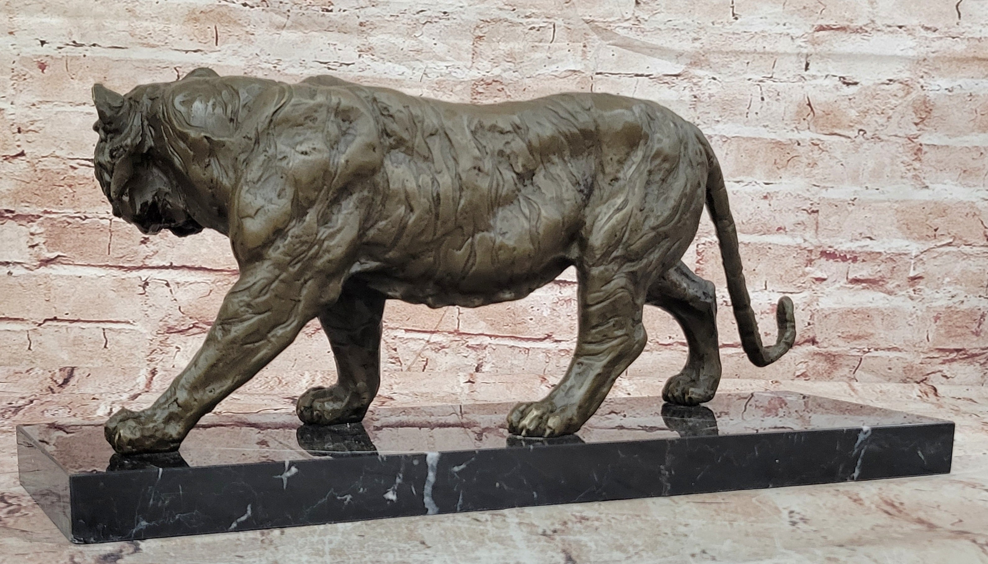 Bronze Stalking Tiger Sculpture Animal Figurine Museum Quality Statue Decor