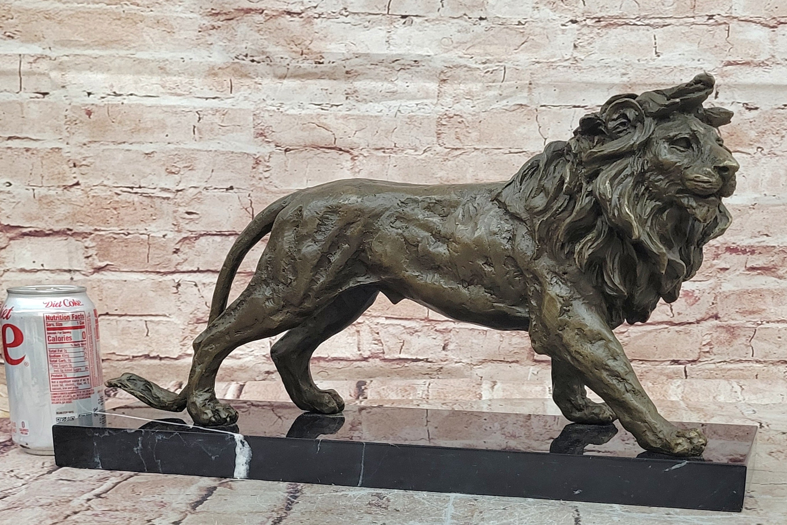 Antoine Barye Bronze Lion Figurine Hot Cast Collector Fine Art Sculpture