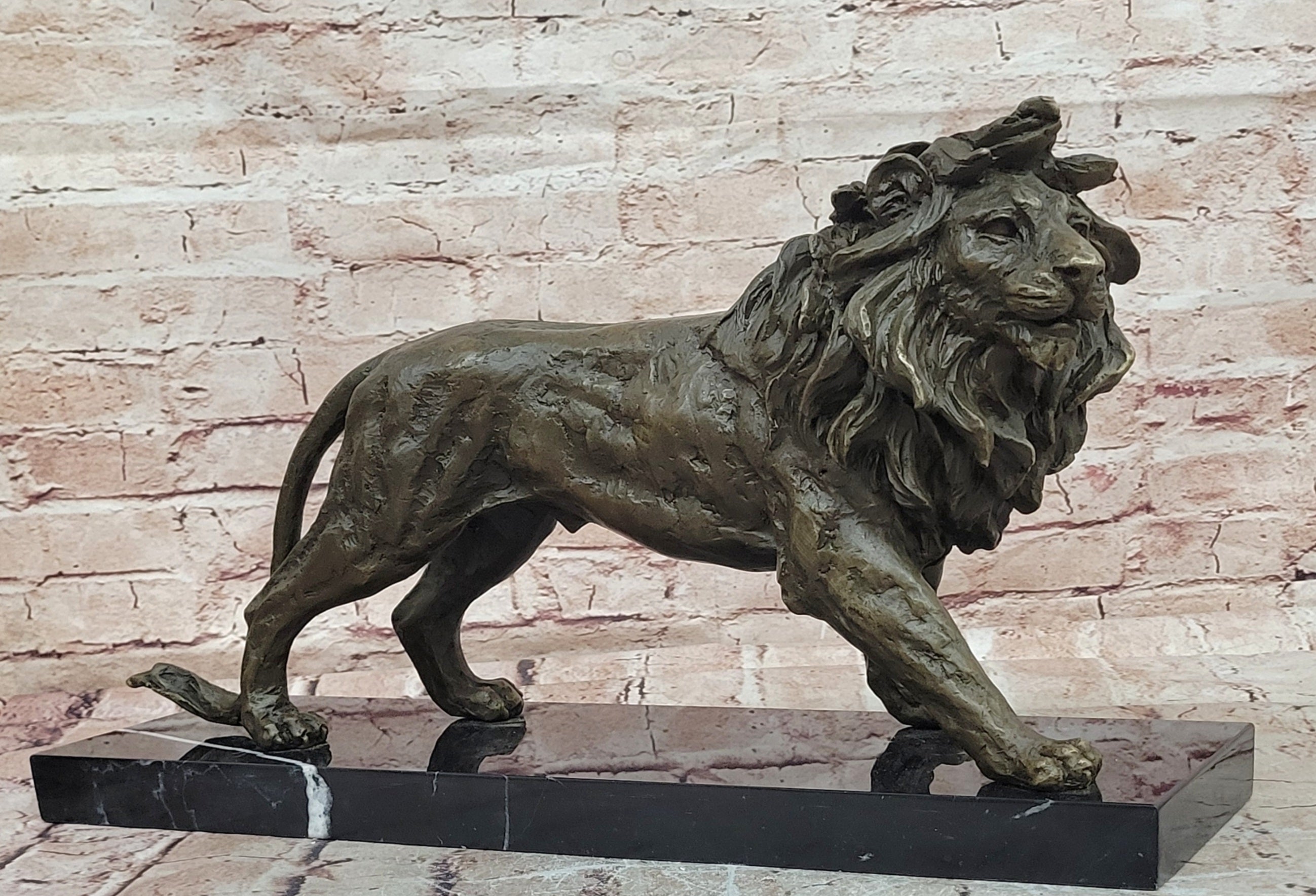 Antoine Barye Bronze Lion Figurine Hot Cast Collector Fine Art Sculpture