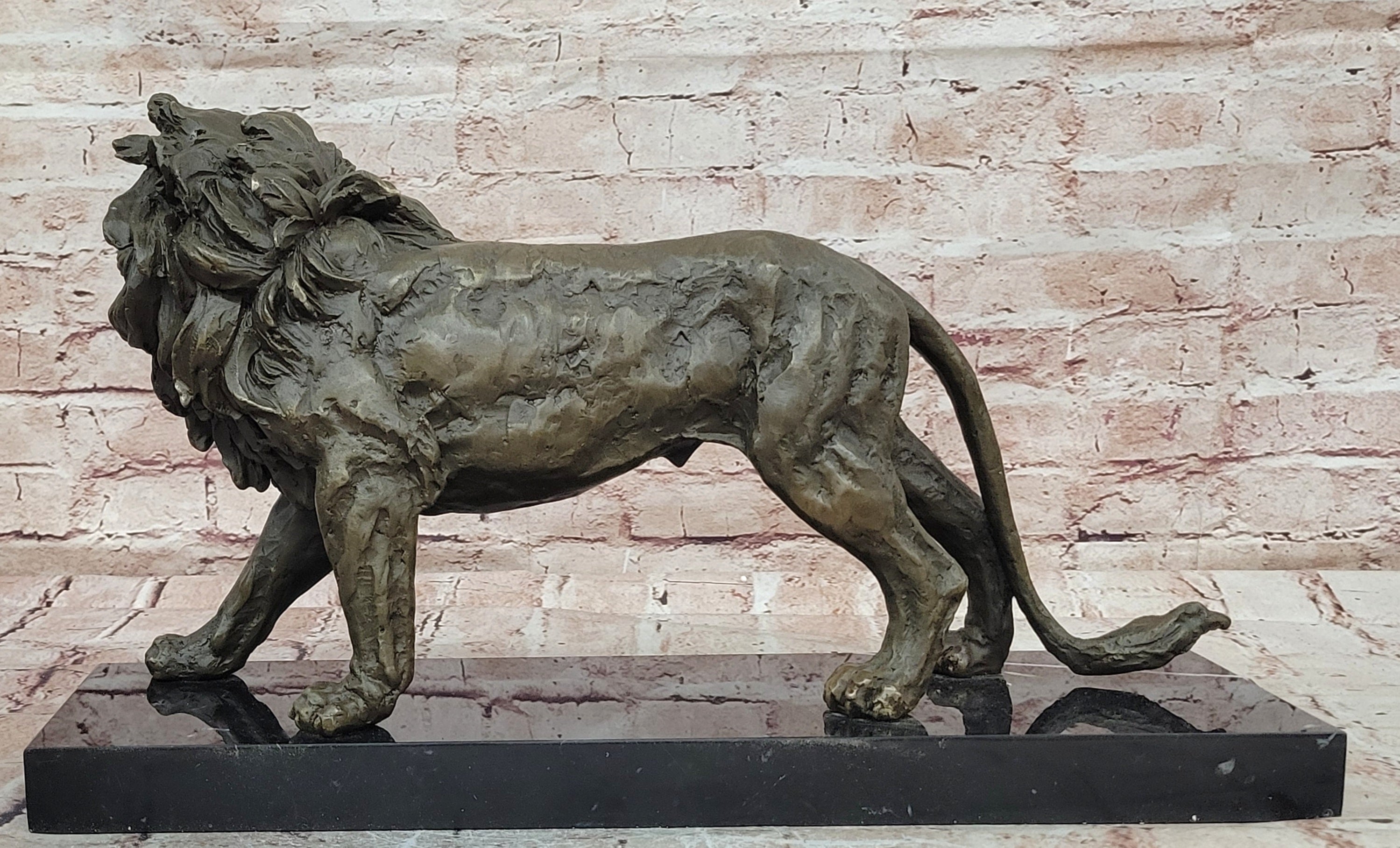 Antoine Barye Bronze Lion Figurine Hot Cast Collector Fine Art Sculpture
