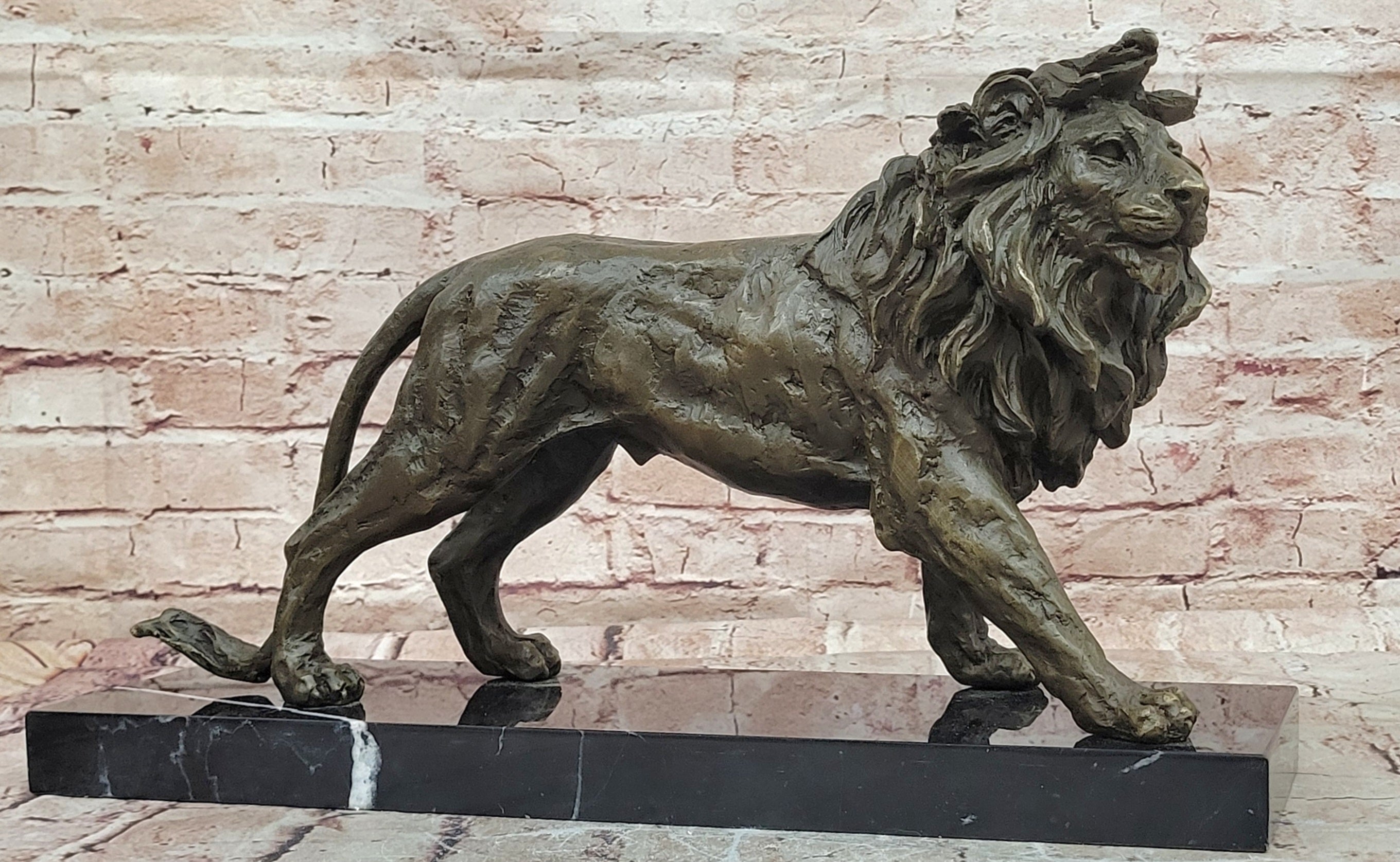 Antoine Barye Bronze Lion Figurine Hot Cast Collector Fine Art Sculpture