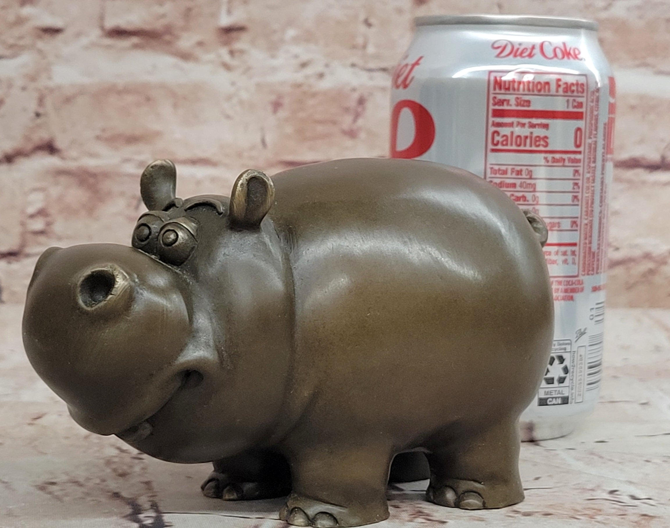 Handmade Milo Bronze Hippo Animal Sculpture Collectible Artwork