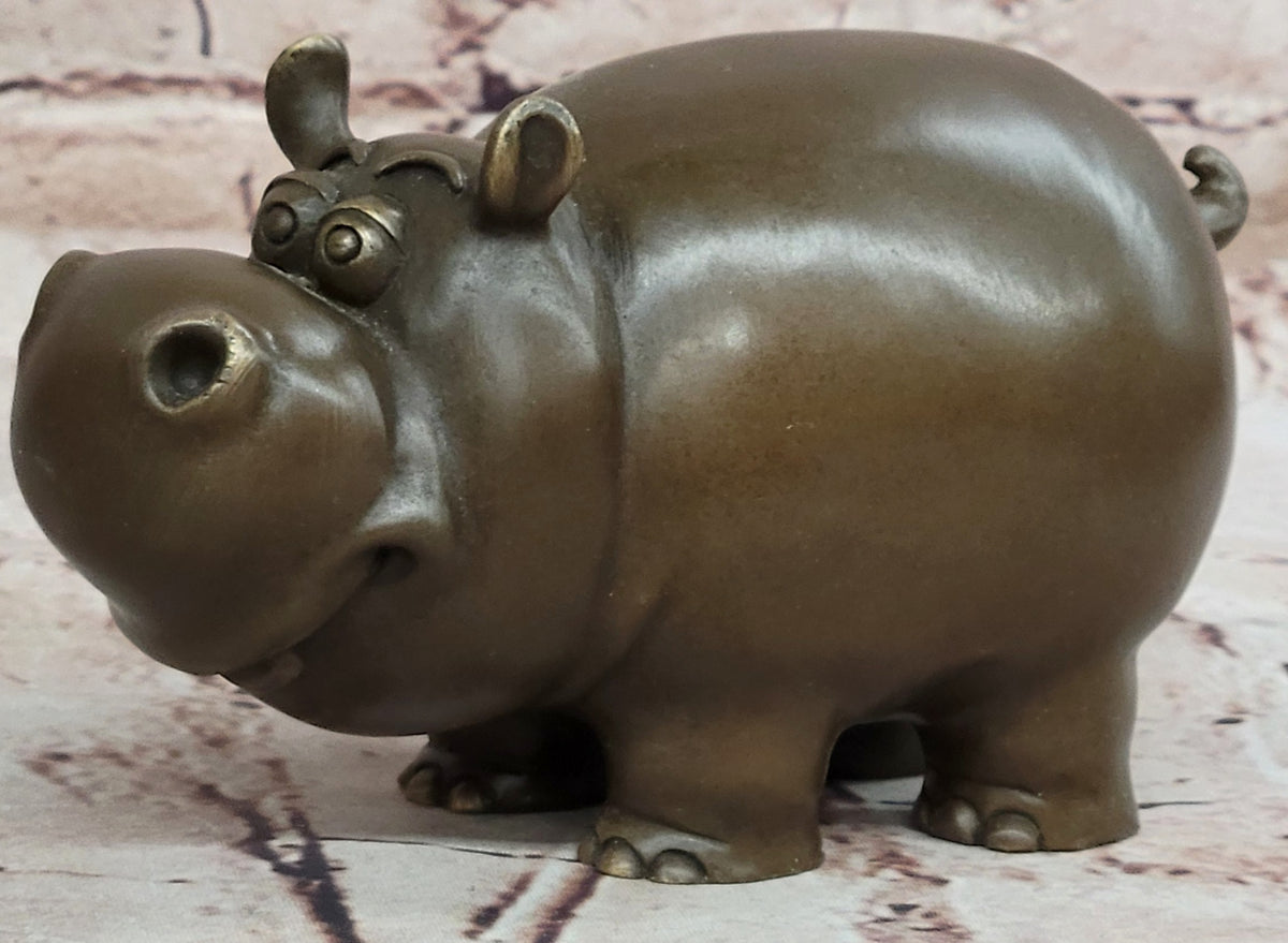 Handmade Milo Bronze Hippo Animal Sculpture Collectible Artwork