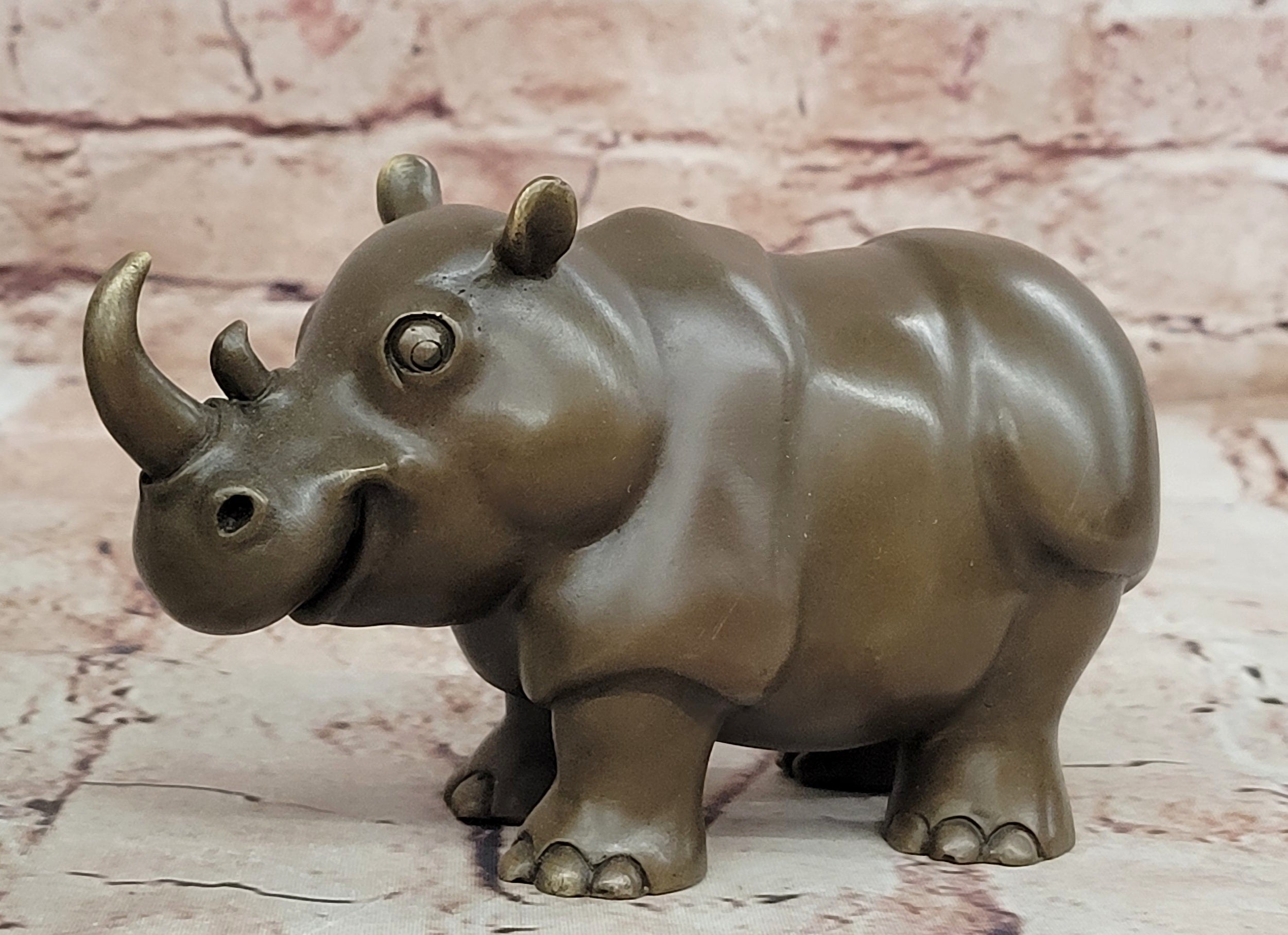 Botero Style Rhino Bronze Sculpture by Milo Abstract Modern Wildlife Figurine