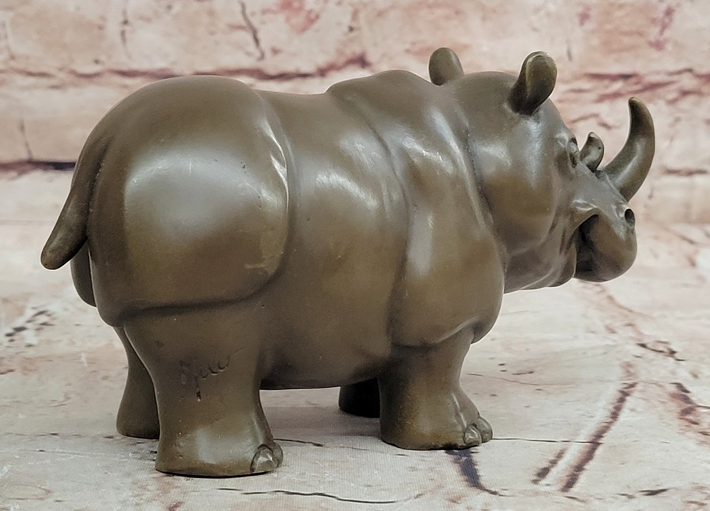 Botero Style Rhino Bronze Sculpture by Milo Abstract Modern Wildlife Figurine