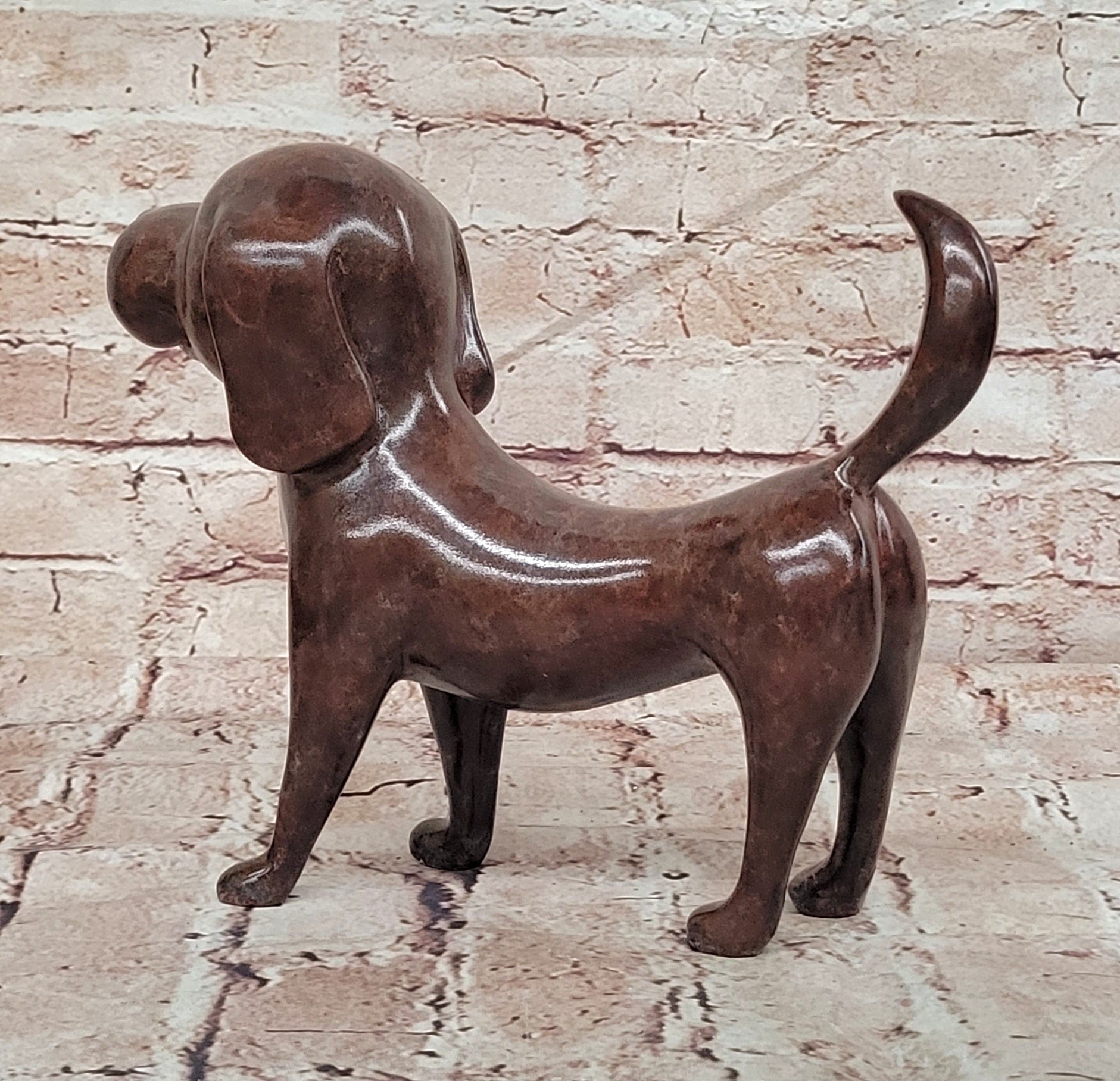 Bronze Abstract Labrador Dog Sculpture Signed Milo Special Patina Collectible Statue