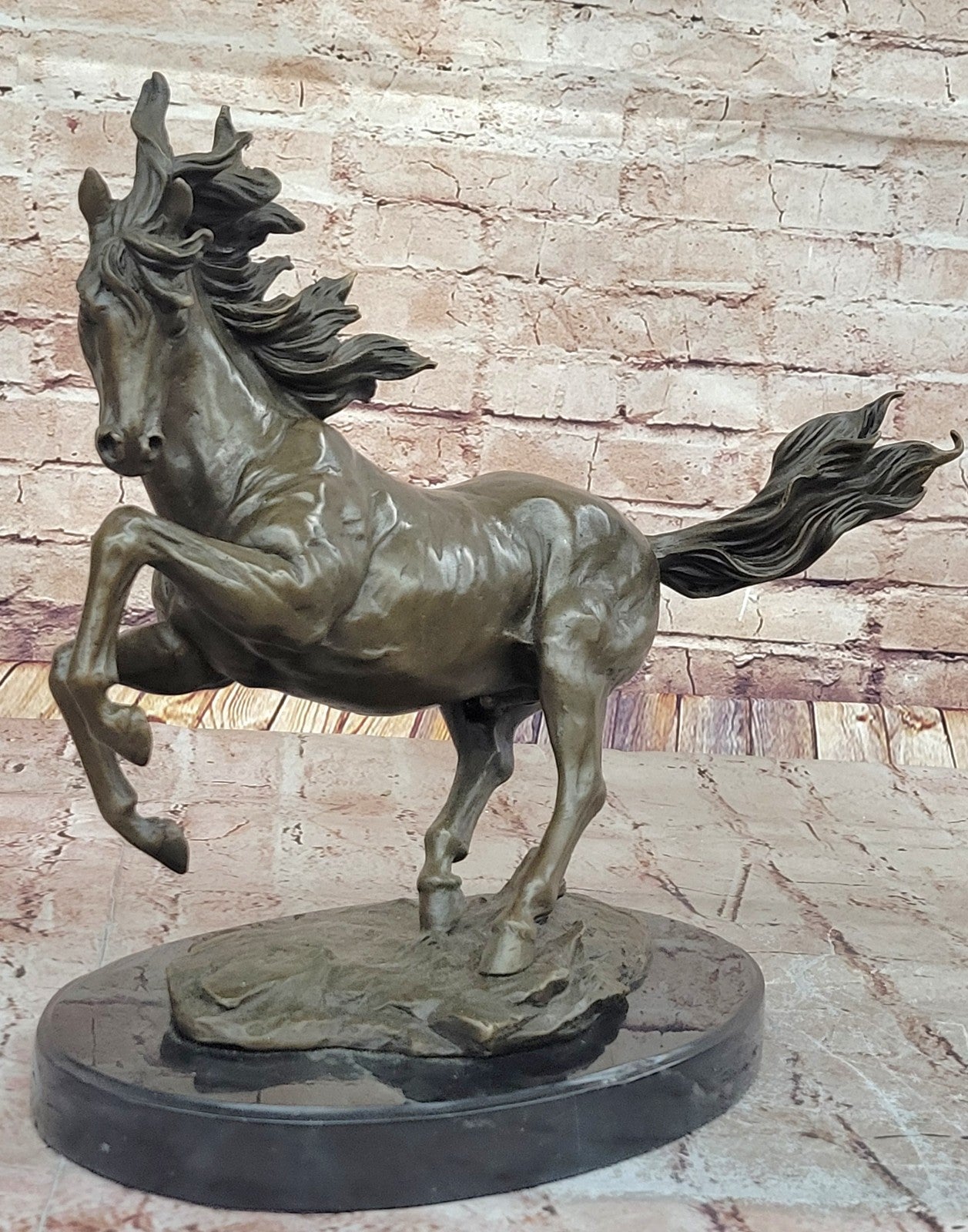 Wild Horse Stallion Bronze Sculpture - Original Signed Artwork - Art Deco & Nouveau Style