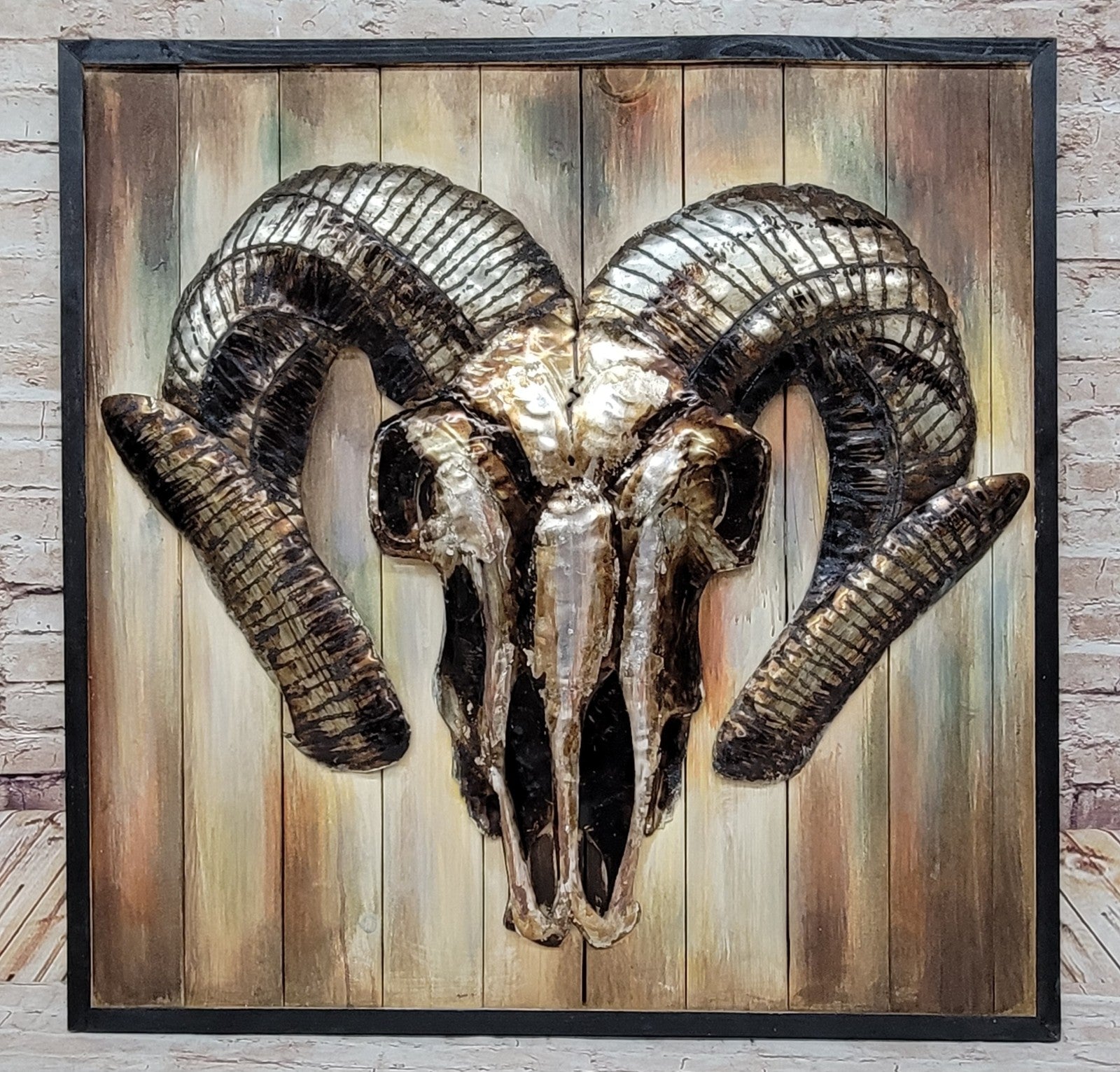 3D Oil Painting on Canvas Modern Art with Framed Cute Ram Head Animal Home Decor