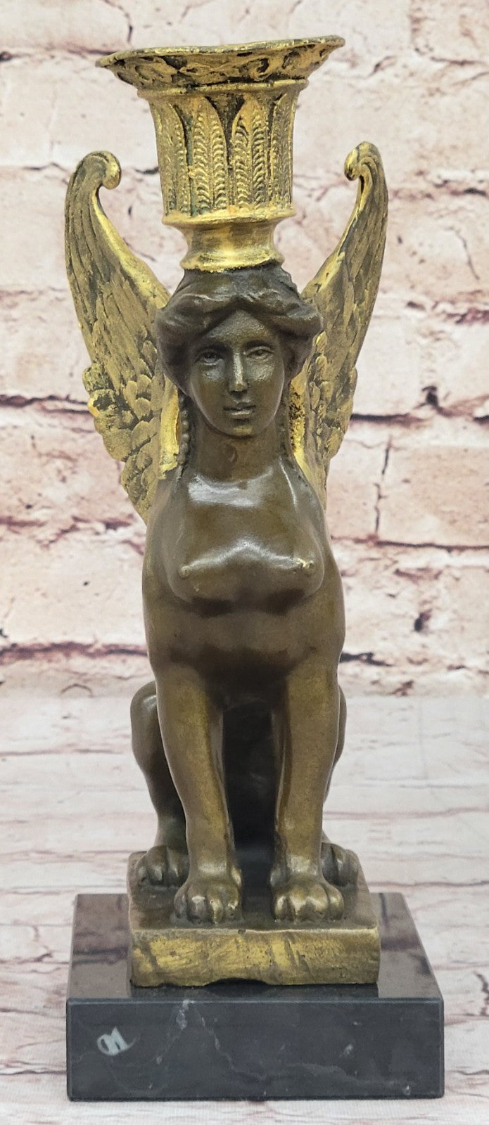 Milo`s Hot Cast Gilt Sphynx Egyptian Cat Sculpture: Vintage Art for Home Office