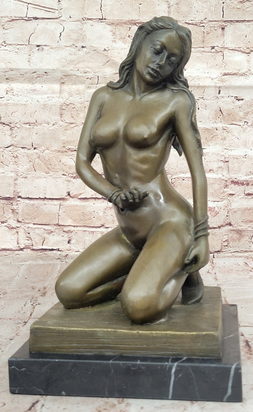 John Koch Bronze Sculpture: Nude Lady Figurine, Erotic Art for Home Office