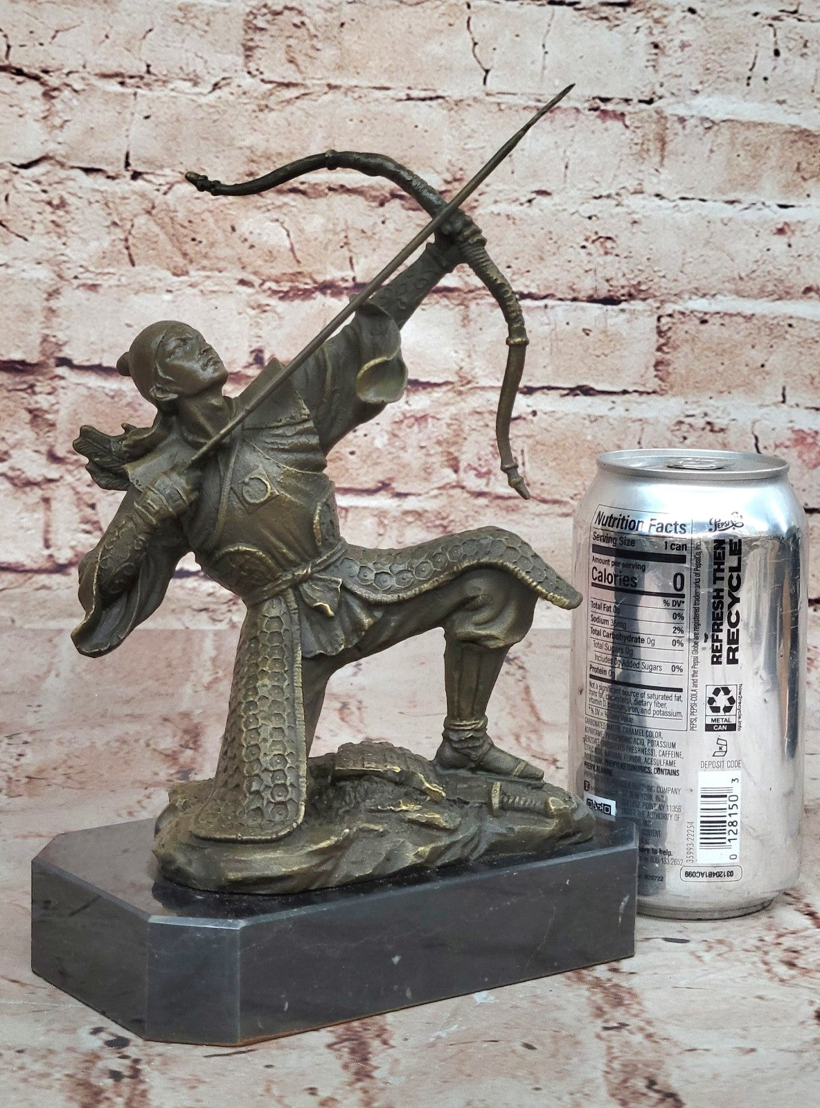 Vintage RARE Signed Kamiko Solid Bronze Samurai Figure Statue Sculpture Deco