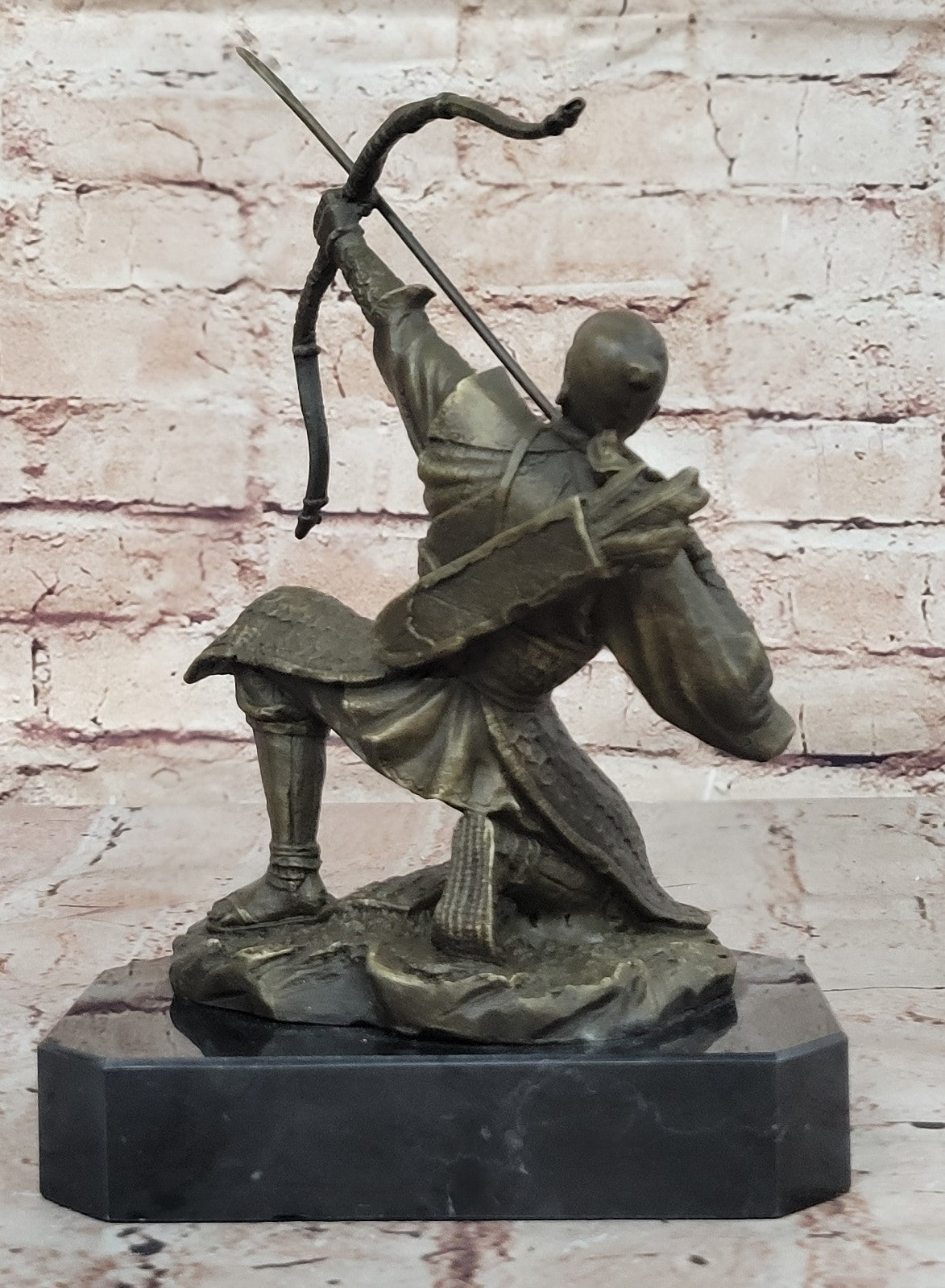 Vintage RARE Signed Kamiko Solid Bronze Samurai Figure Statue Sculpture Deco