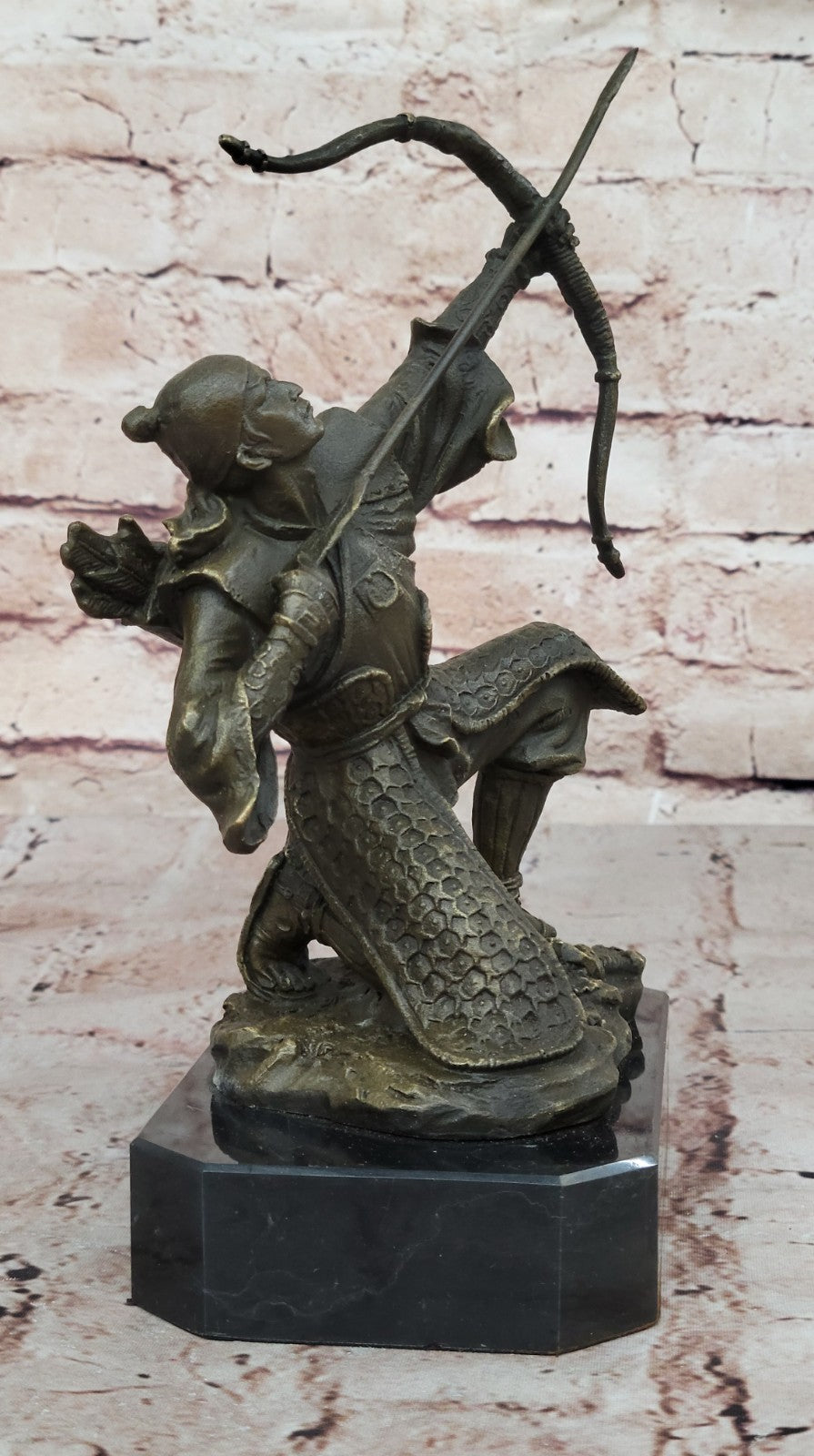 Vintage RARE Signed Kamiko Solid Bronze Samurai Figure Statue Sculpture Deco