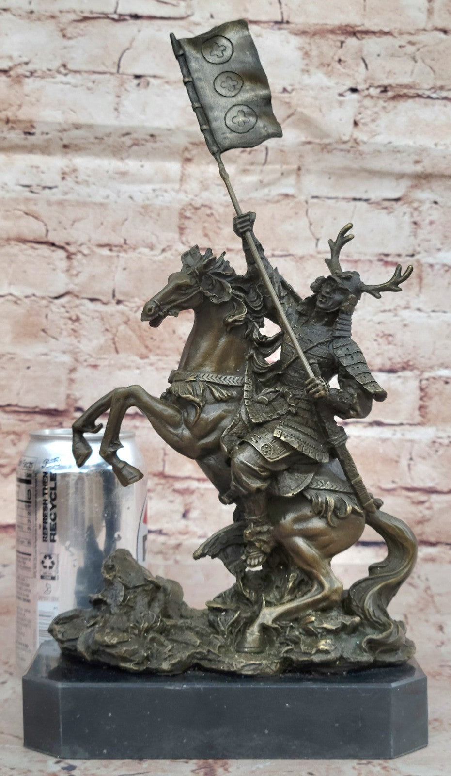 Vintage Bronze HORSE & SAMURAI WARRIOR Statue Cloisonne Japanese SIGNED Artwork