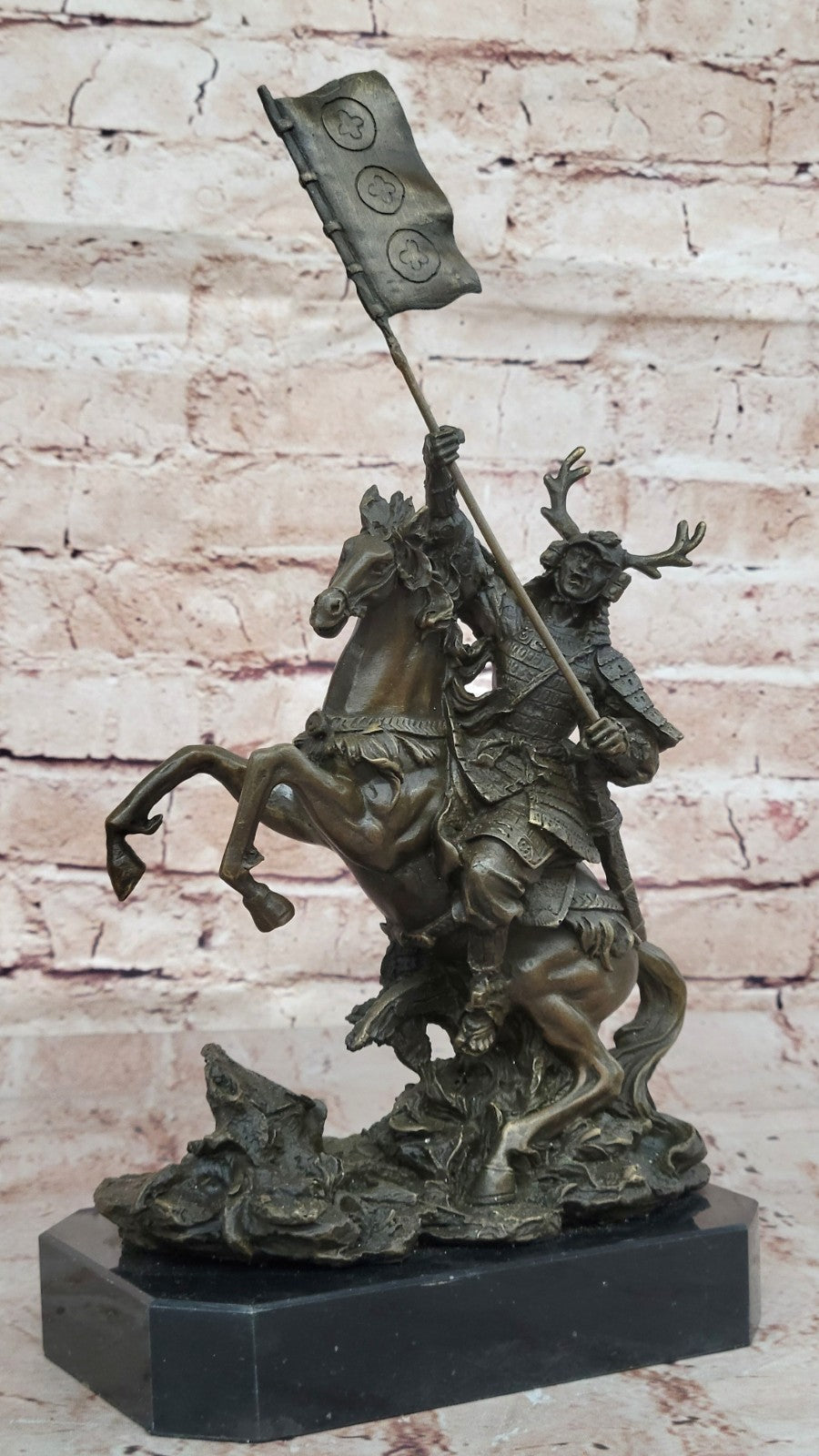 Vintage Bronze HORSE & SAMURAI WARRIOR Statue Cloisonne Japanese SIGNED Artwork