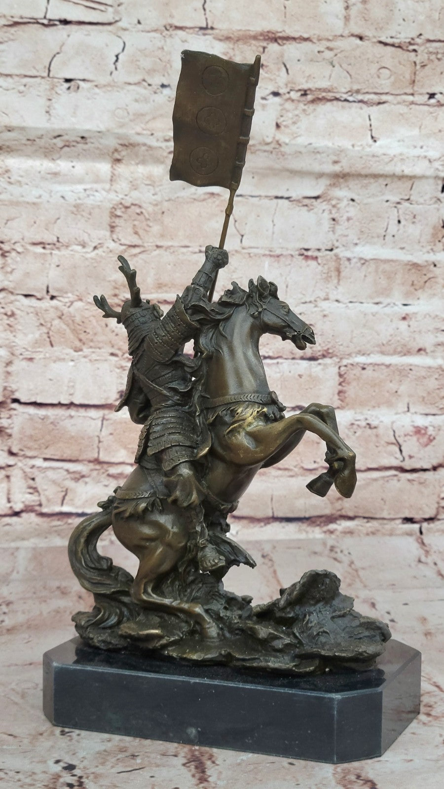 Vintage Bronze HORSE & SAMURAI WARRIOR Statue Cloisonne Japanese SIGNED Artwork