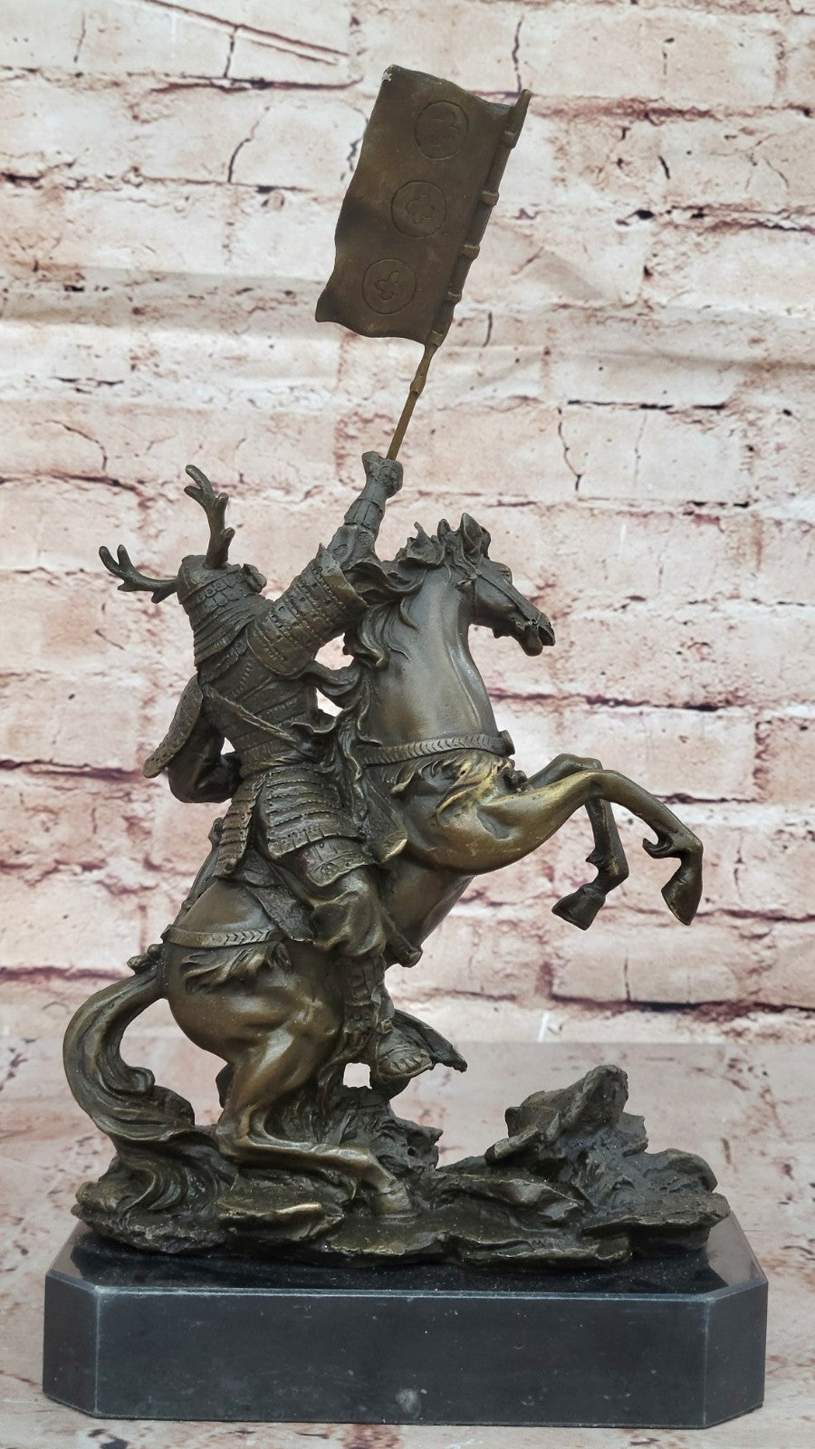 Vintage Bronze HORSE & SAMURAI WARRIOR Statue Cloisonne Japanese SIGNED Artwork