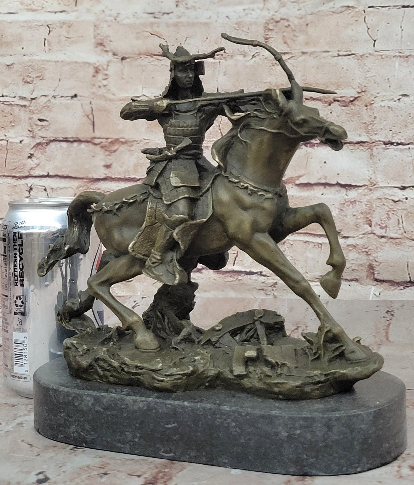 Japanese Bronze of a Samurai on Horseback Meiji Sculpture Signed No Reserve SALE