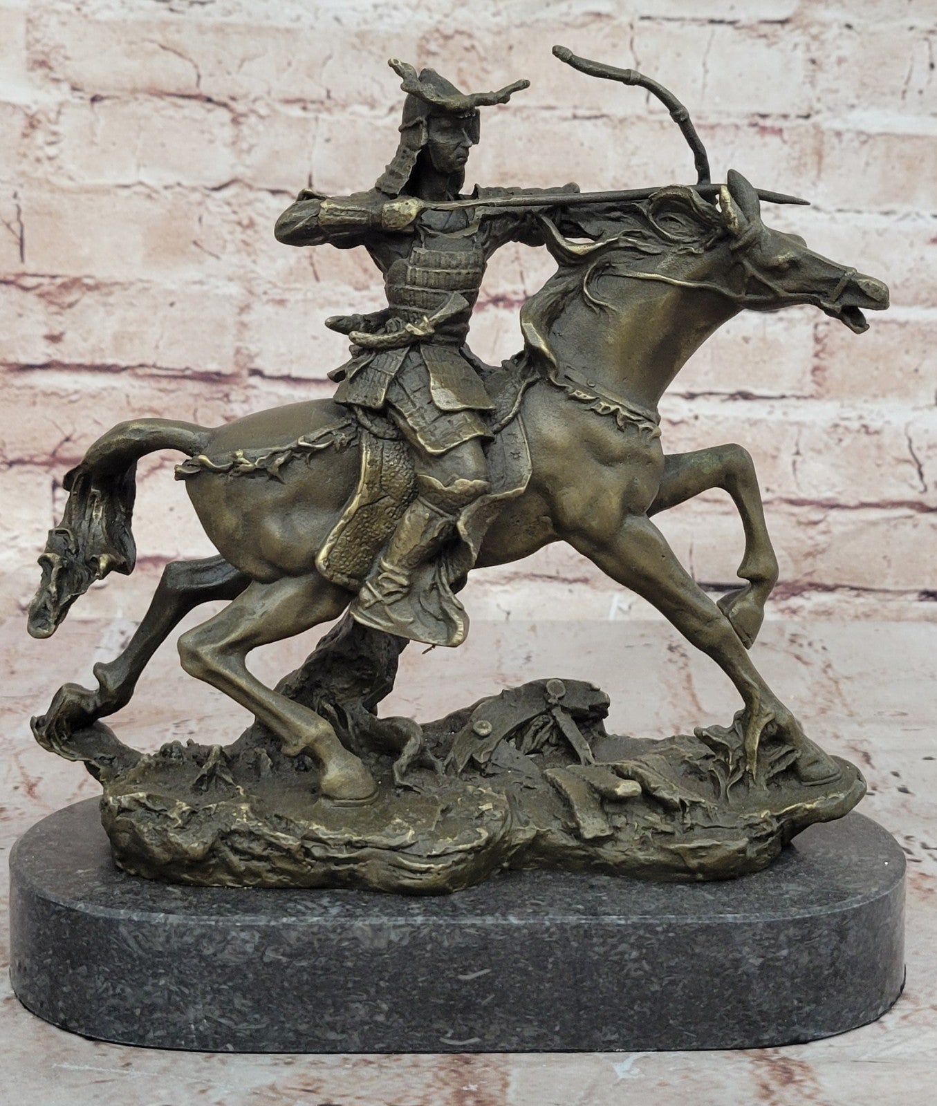 Japanese Bronze of a Samurai on Horseback Meiji Sculpture Signed No Reserve SALE