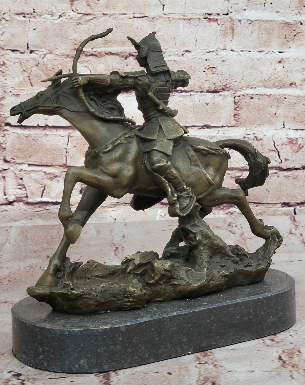 Japanese Bronze of a Samurai on Horseback Meiji Sculpture Signed No Reserve SALE