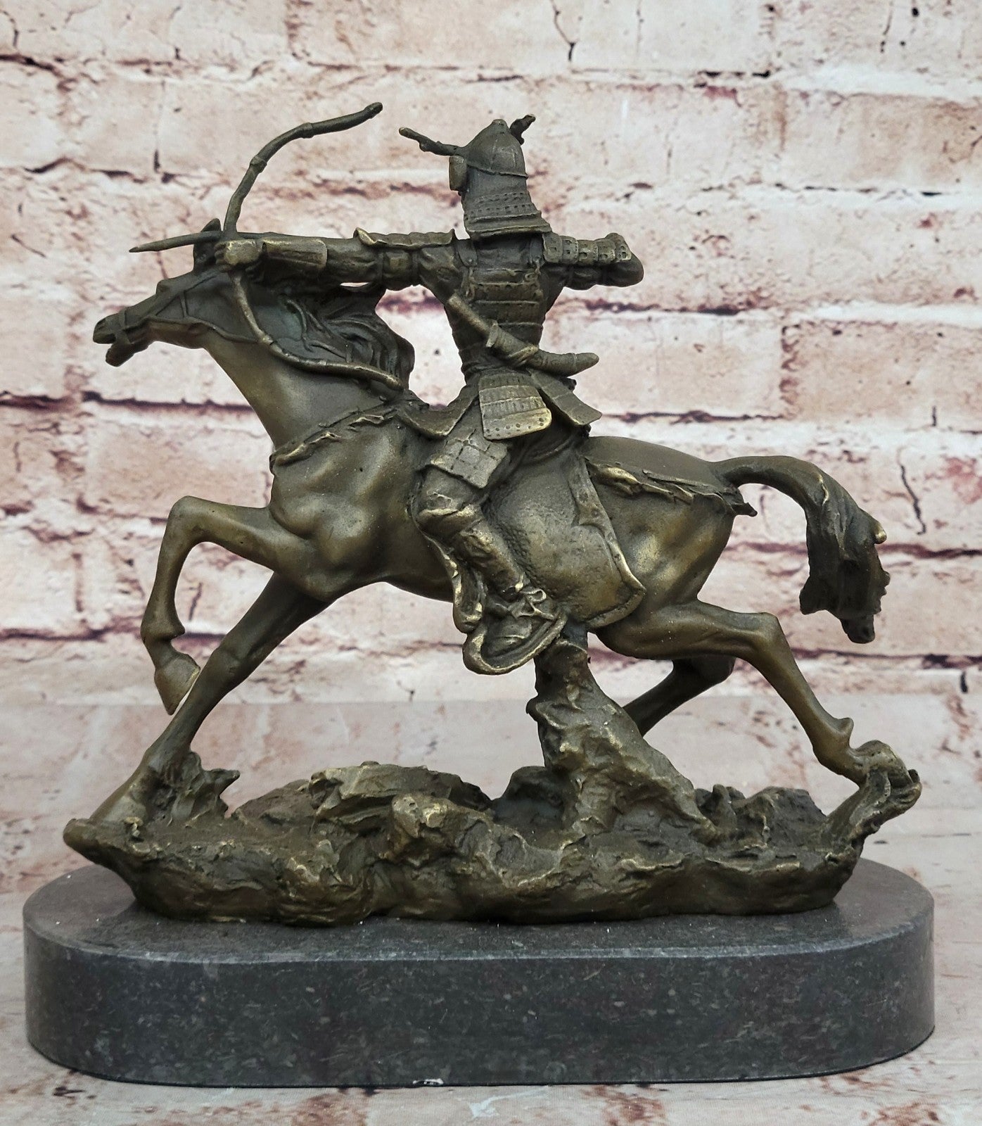 Japanese Bronze of a Samurai on Horseback Meiji Sculpture Signed No Reserve SALE