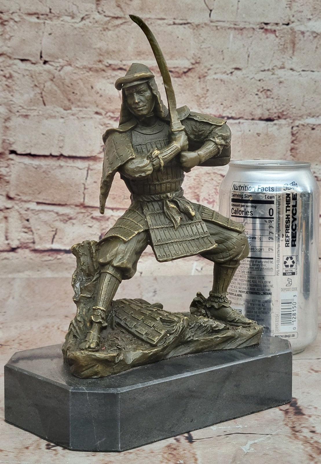 Handcrafted bronze sculpture SALE Warri Samurai Japanese Kamiko Original Signed