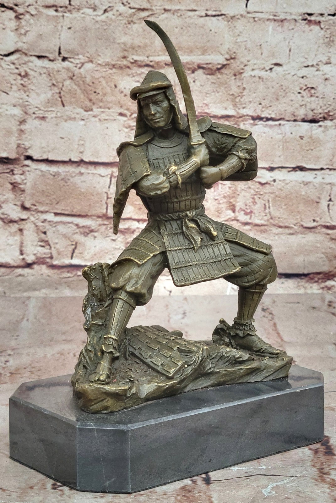 Handcrafted bronze sculpture SALE Warri Samurai Japanese Kamiko Original Signed