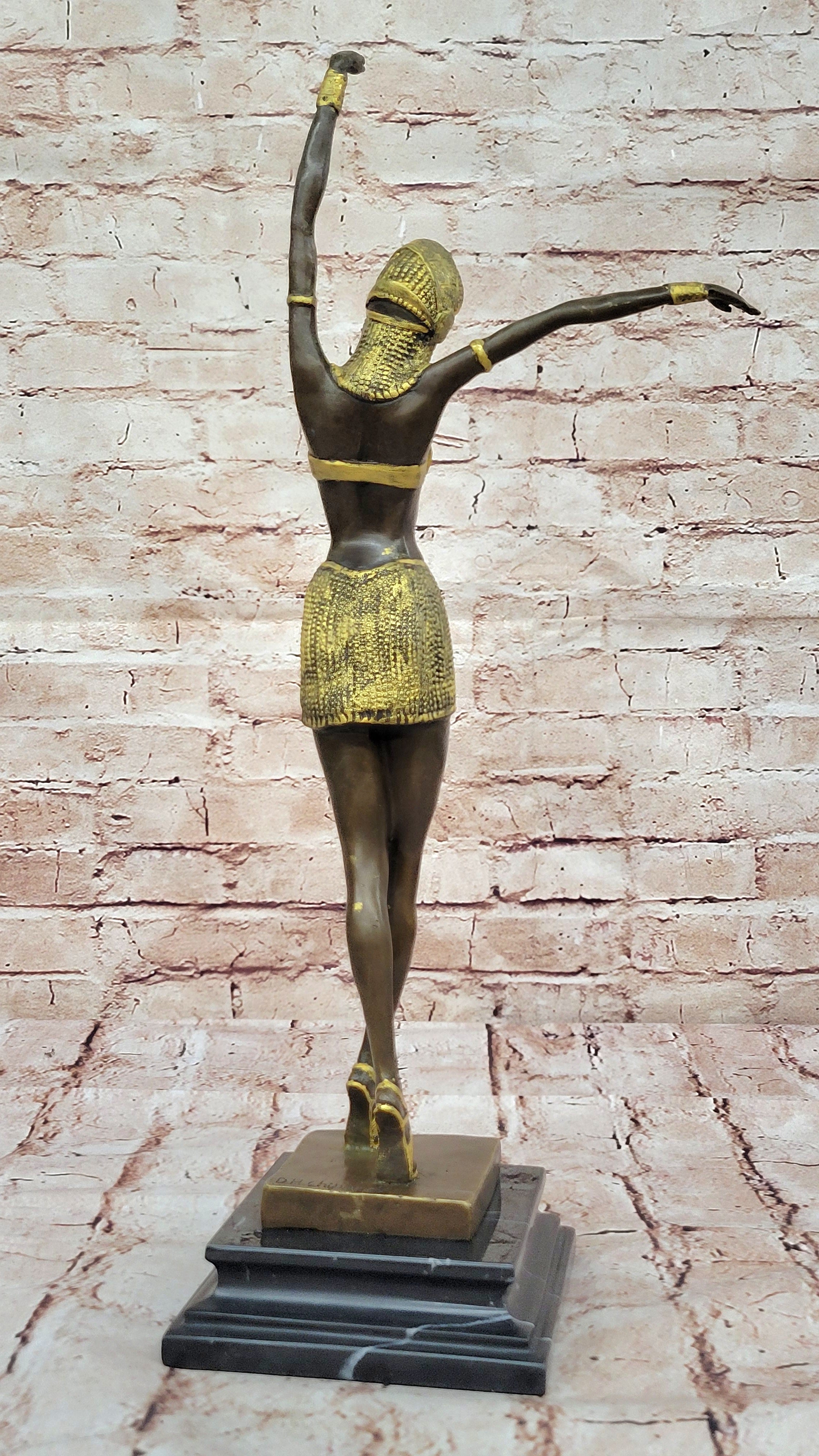 20" TALL CHIPARUS DANCER LOST WAX BRONZE SCULPTURE HAND MADE FIGURINE ART Deco