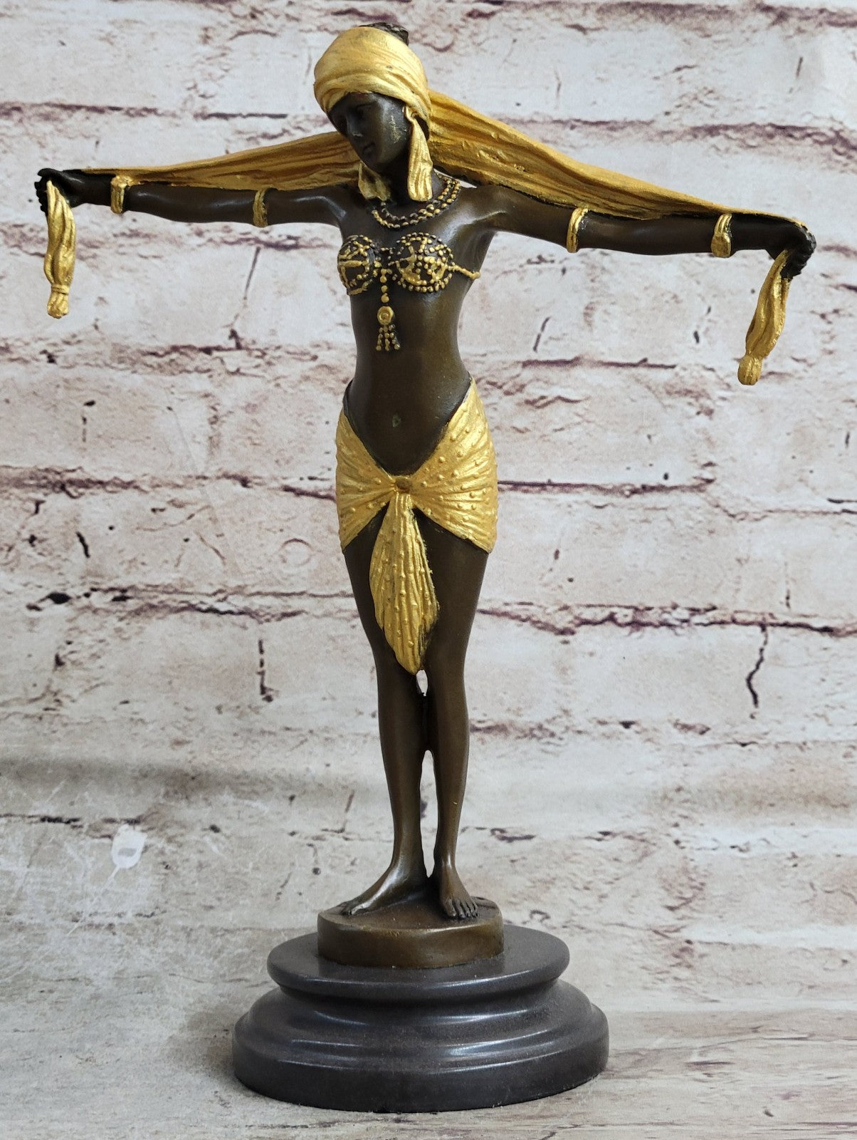 Handcrafted bronze sculpture SALE Dancer Marble On Romanin Chiparus Demetrius