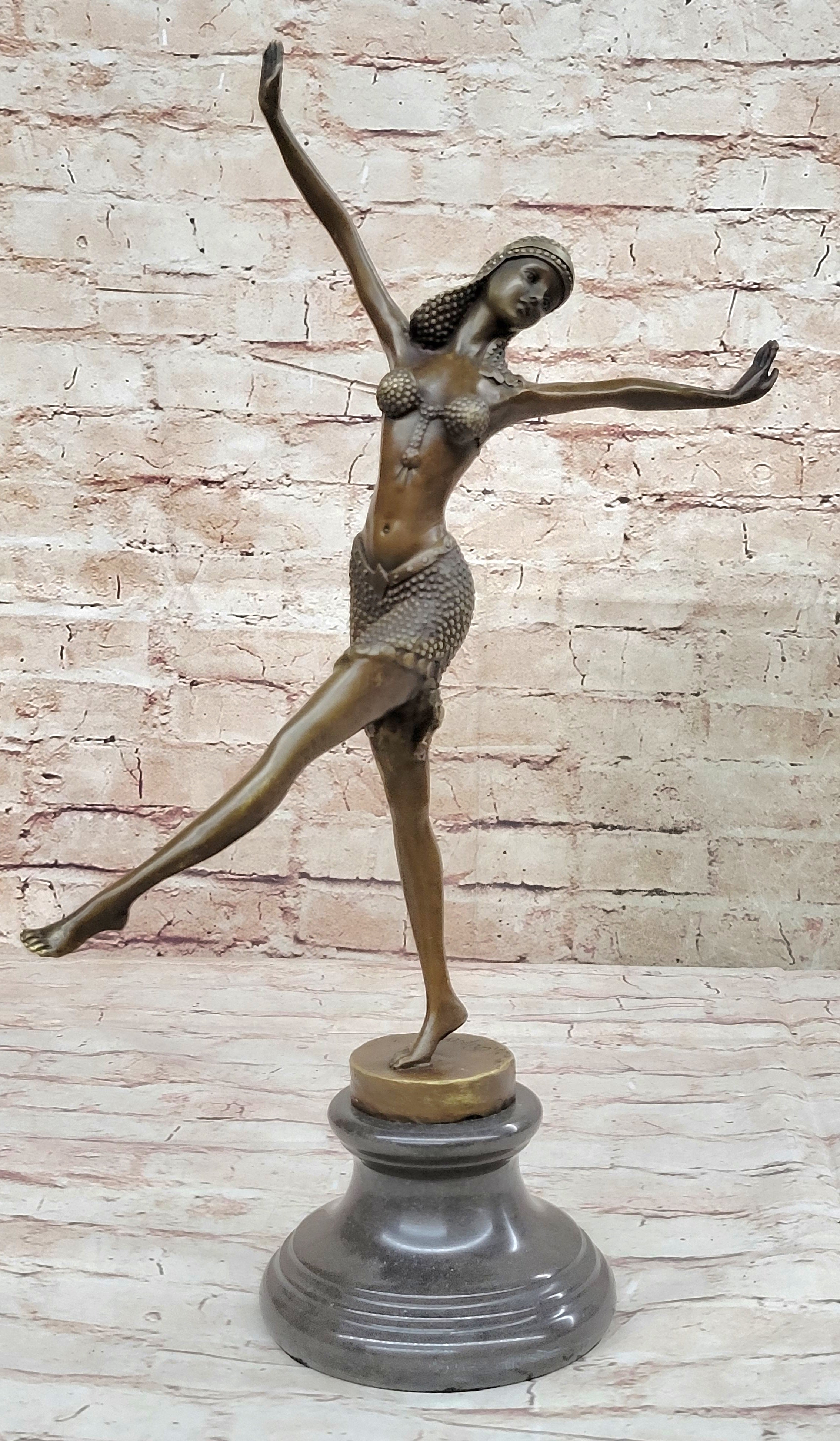 Signed Chiparus Persian Dancer Art Decor Bronze Statue Sculpture Figurine