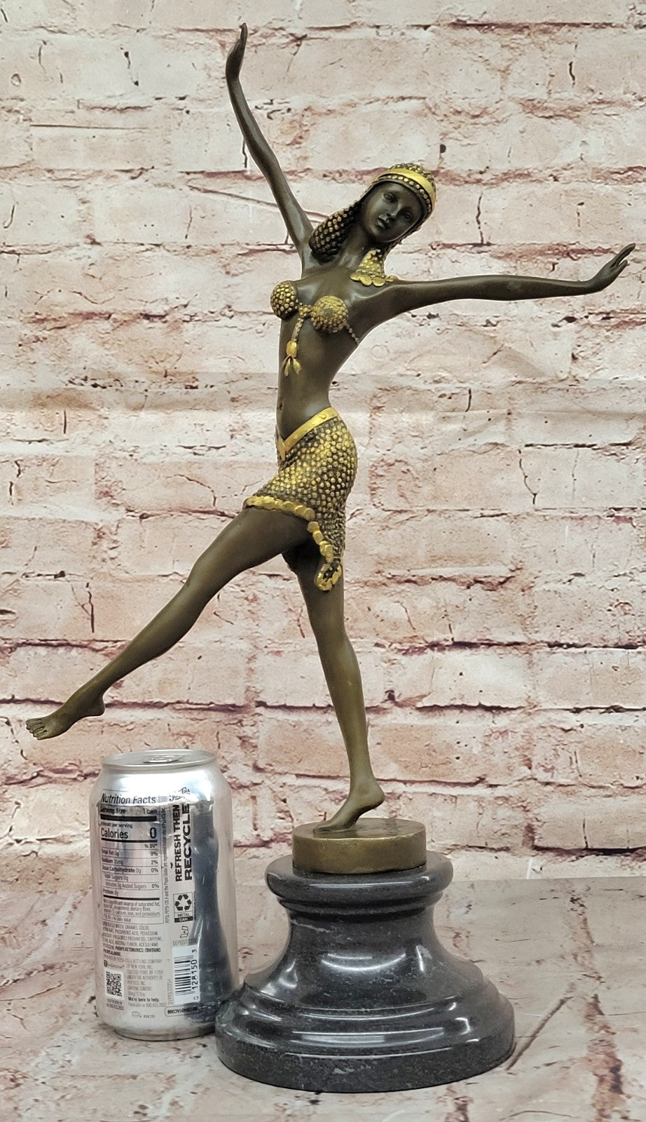 Handcrafted bronze sculpture SALE Art Satue Dancer Exotic Chiparus Patina Gold