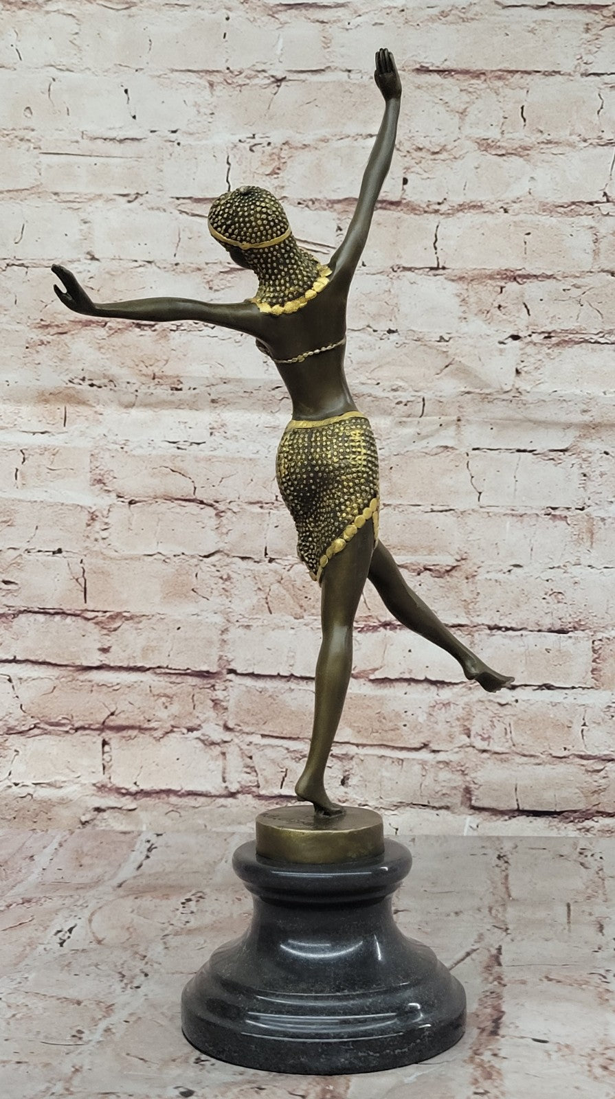 Handcrafted bronze sculpture SALE Art Satue Dancer Exotic Chiparus Patina Gold