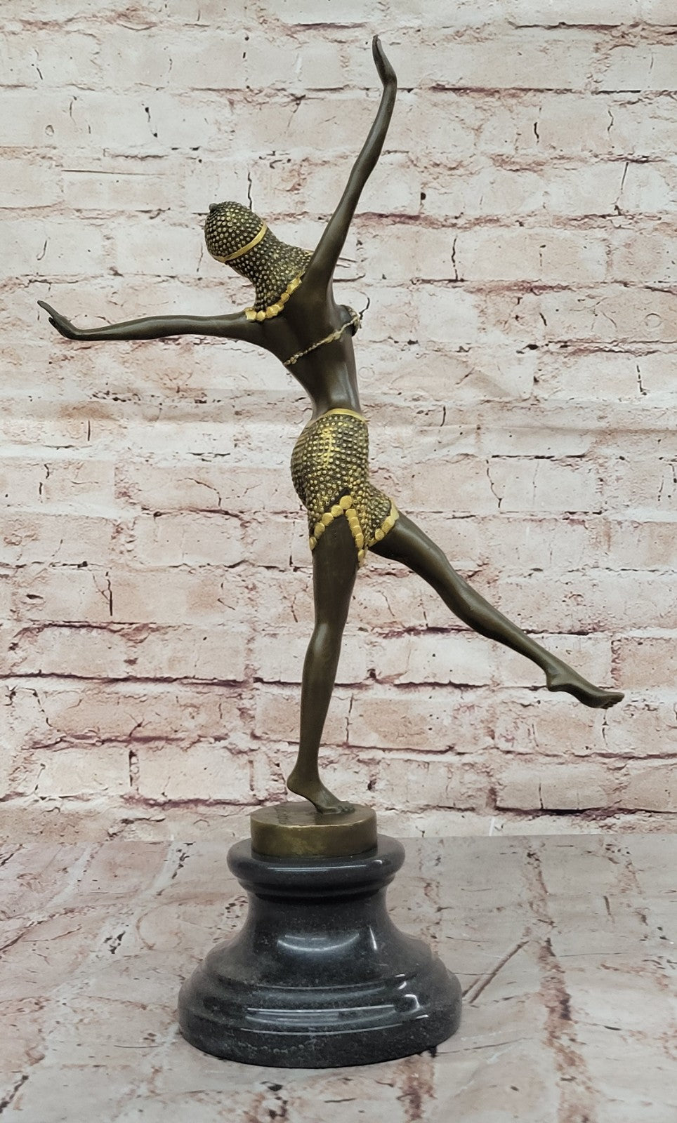 Handcrafted bronze sculpture SALE Art Satue Dancer Exotic Chiparus Patina Gold
