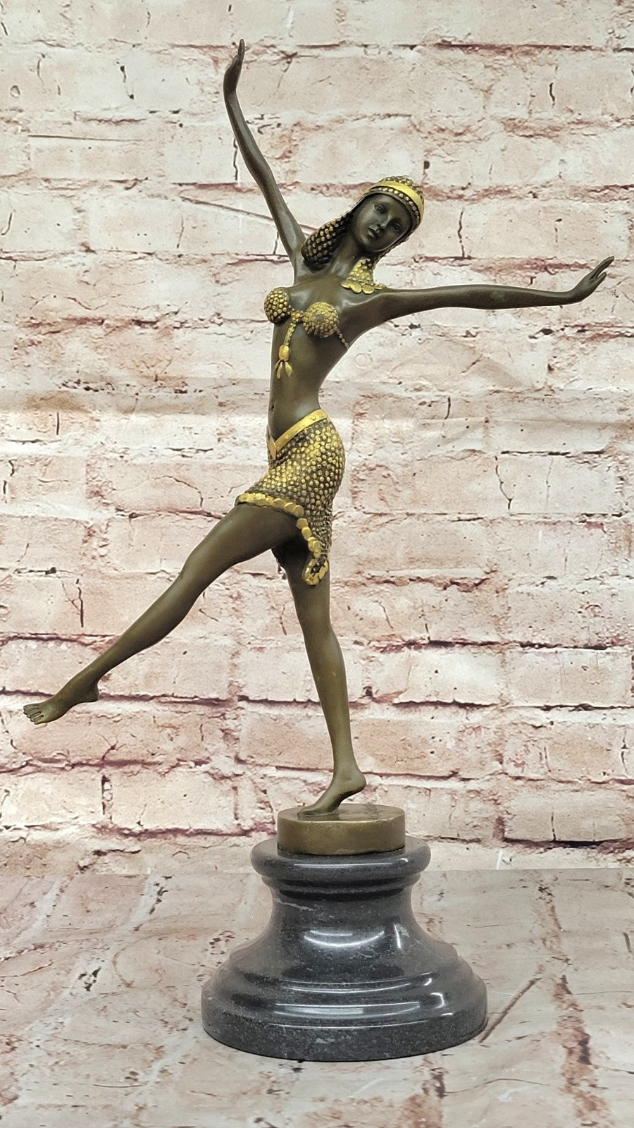 Handcrafted bronze sculpture SALE Art Satue Dancer Exotic Chiparus Patina Gold