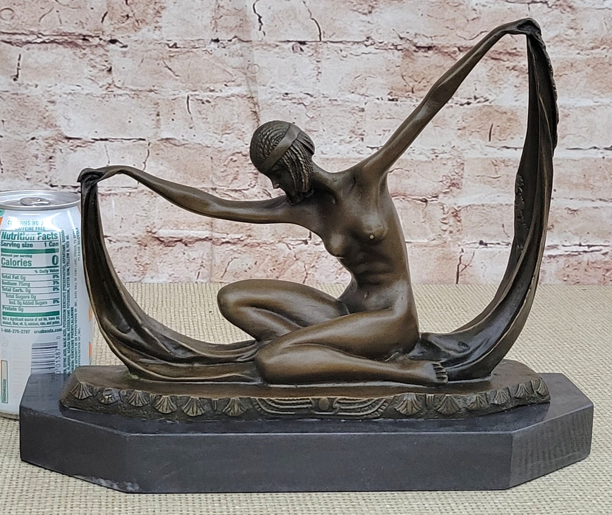 Handcrafted bronze Nude sculpture Modern Deco Art Abstract . C.Mirval Lost Wax