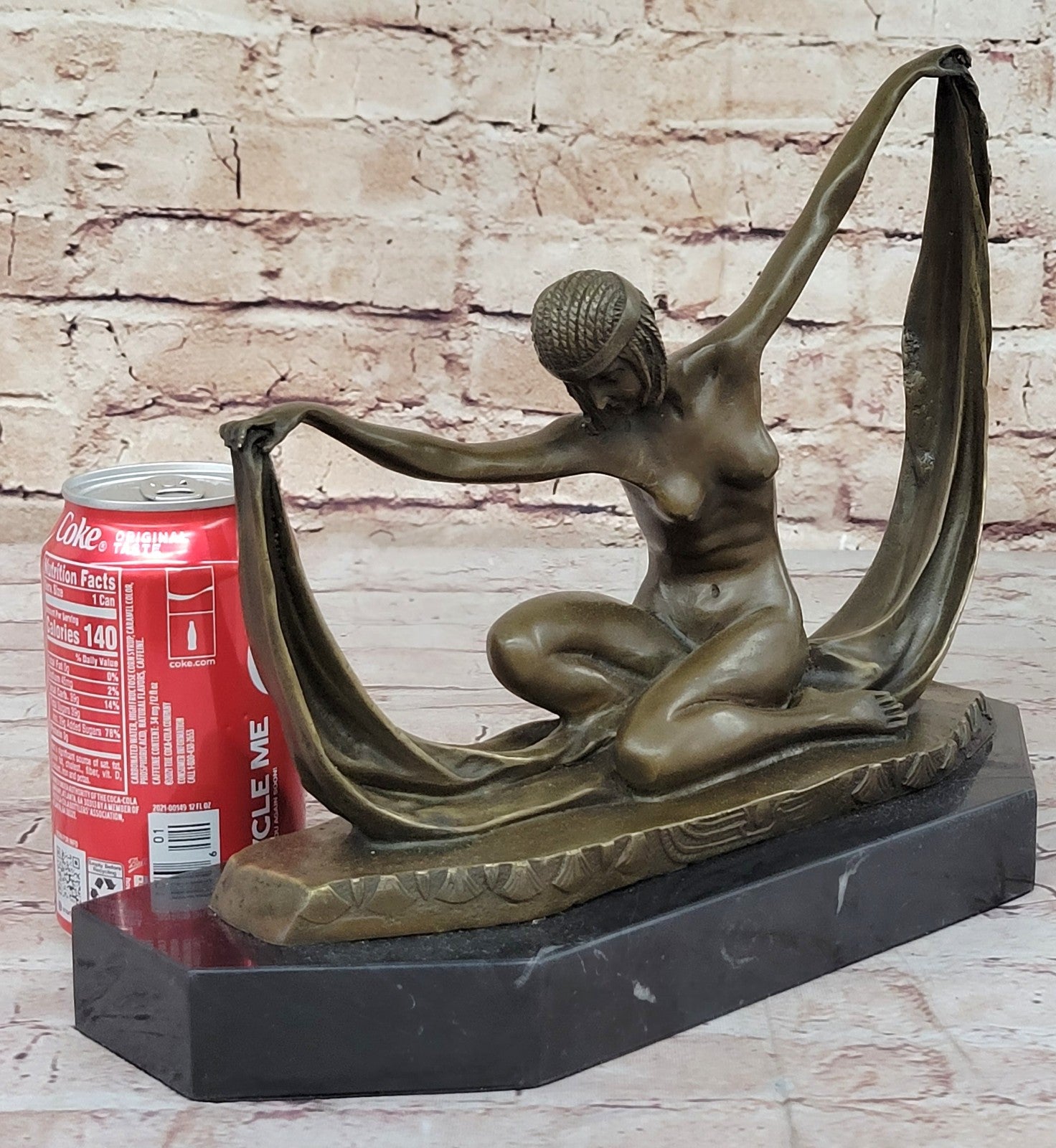 Handcrafted bronze Nude sculpture Modern Deco Art Abstract . C.Mirval Lost Wax