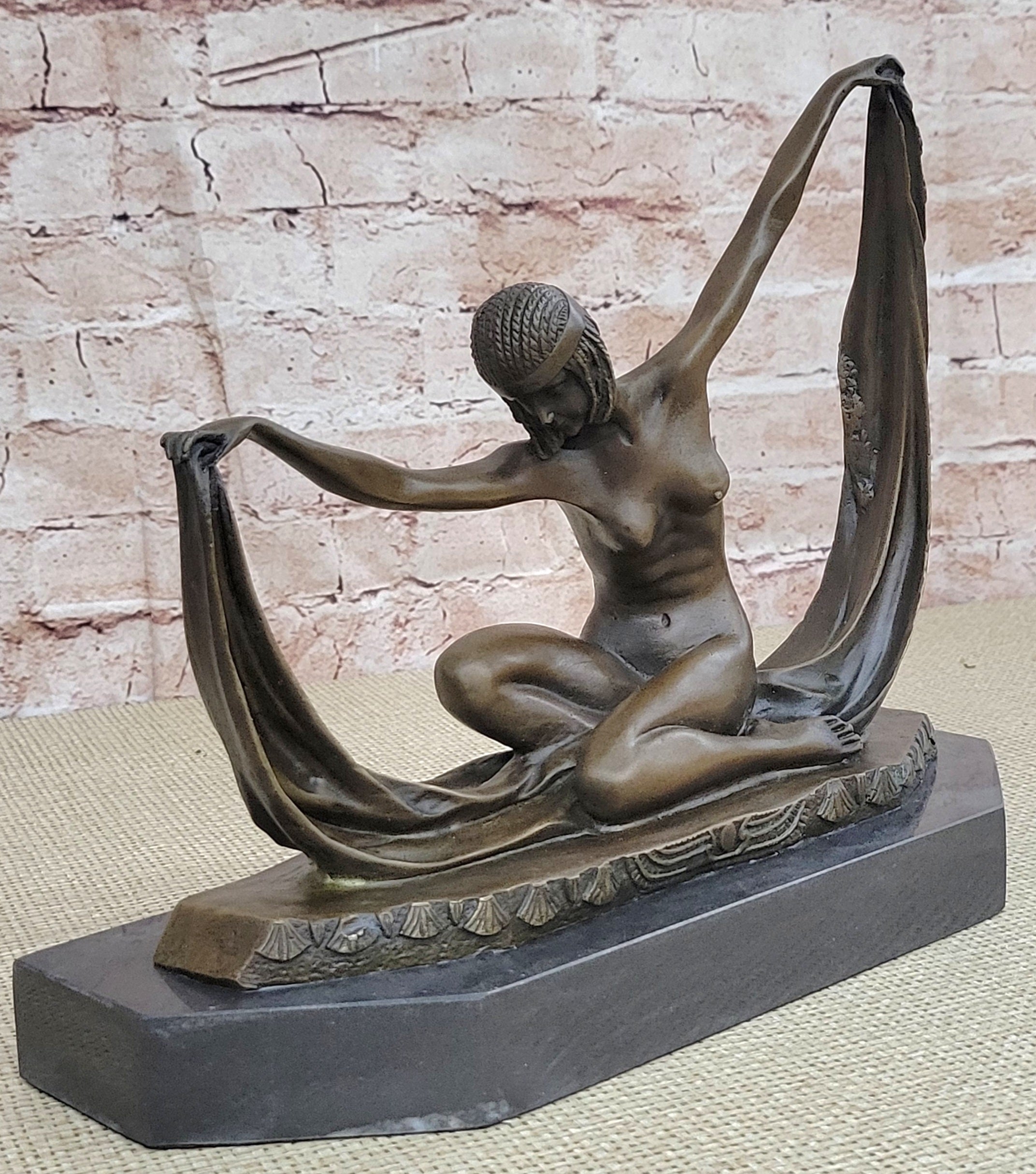Handcrafted bronze Nude sculpture Modern Deco Art Abstract . C.Mirval Lost Wax
