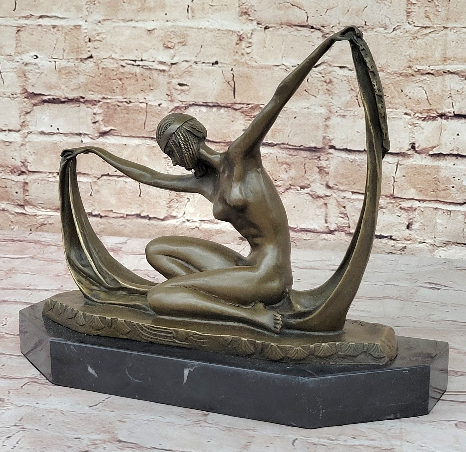 Handcrafted bronze Nude sculpture Modern Deco Art Abstract . C.Mirval Lost Wax