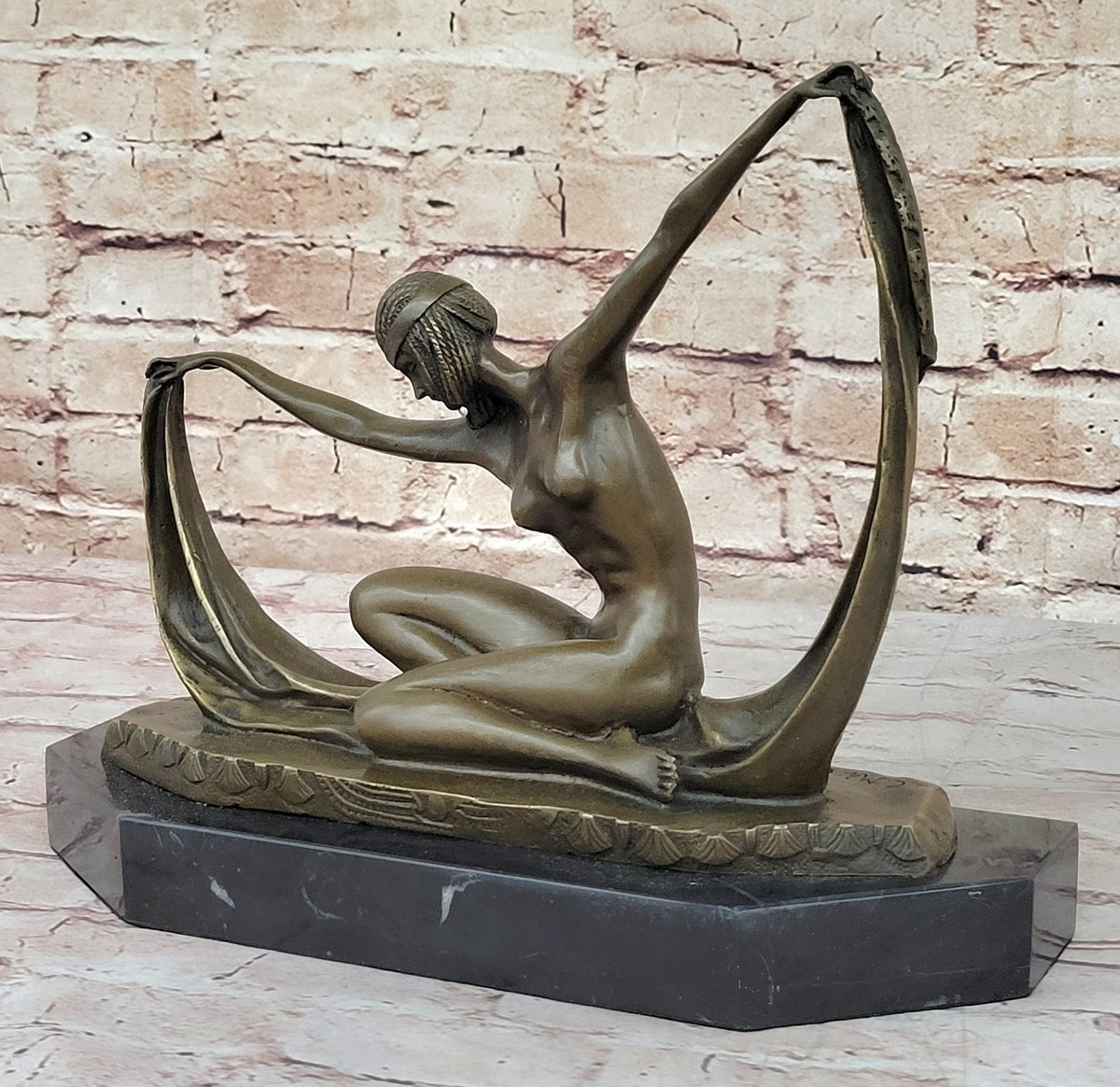 Handcrafted bronze Nude sculpture Modern Deco Art Abstract . C.Mirval Lost Wax