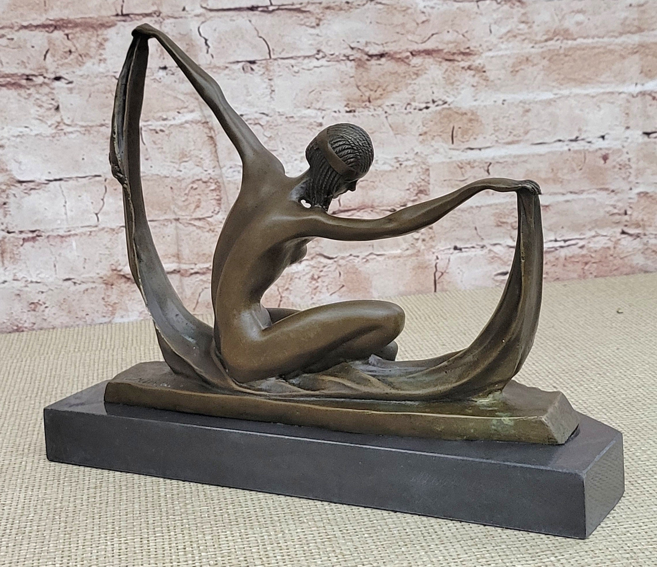 Handcrafted bronze Nude sculpture Modern Deco Art Abstract . C.Mirval Lost Wax