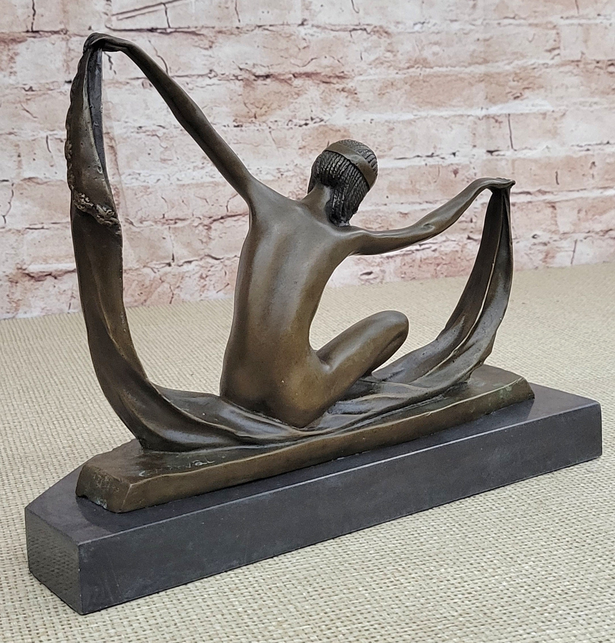Handcrafted bronze Nude sculpture Modern Deco Art Abstract . C.Mirval Lost Wax
