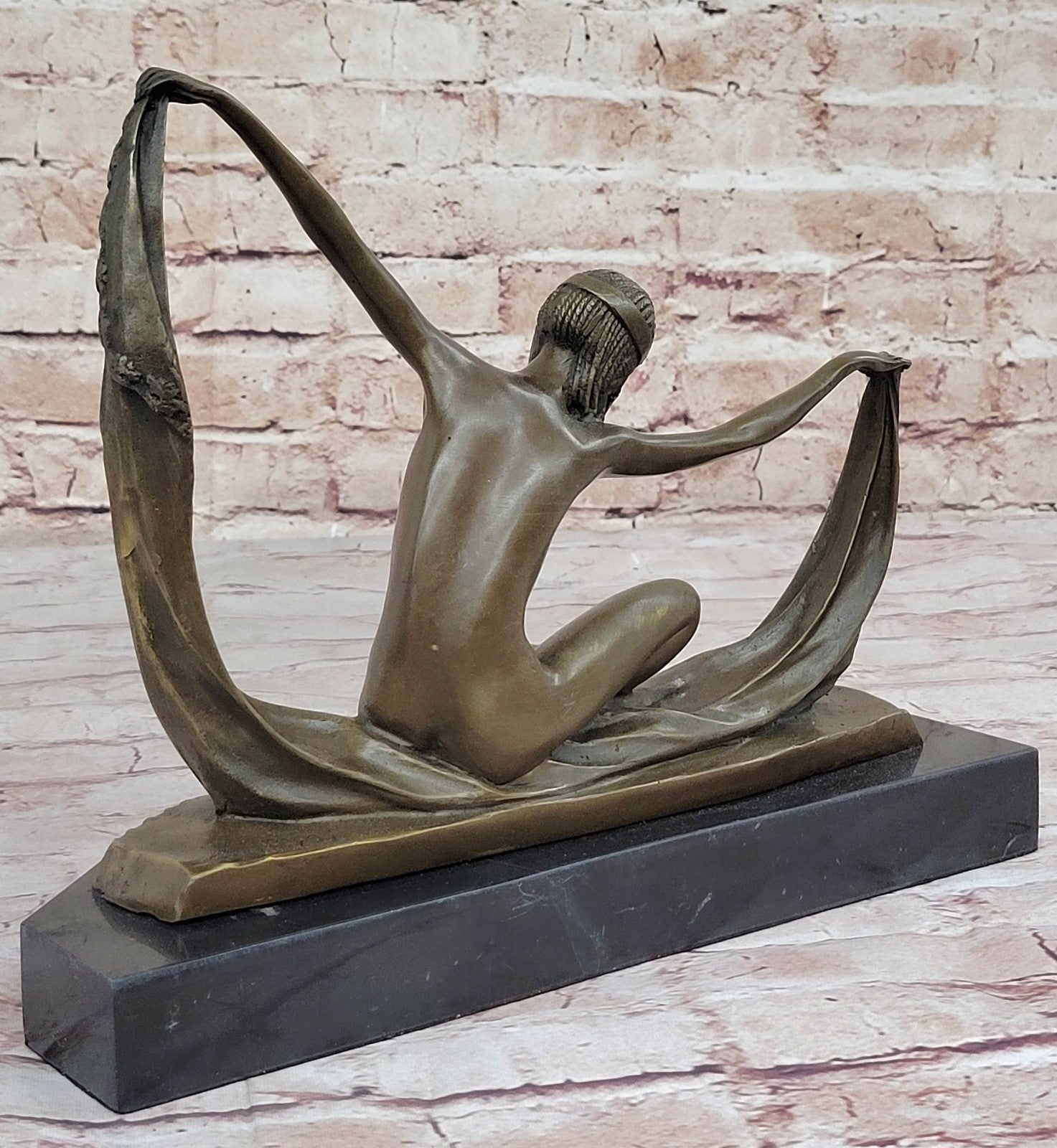 Handcrafted bronze Nude sculpture Modern Deco Art Abstract . C.Mirval Lost Wax