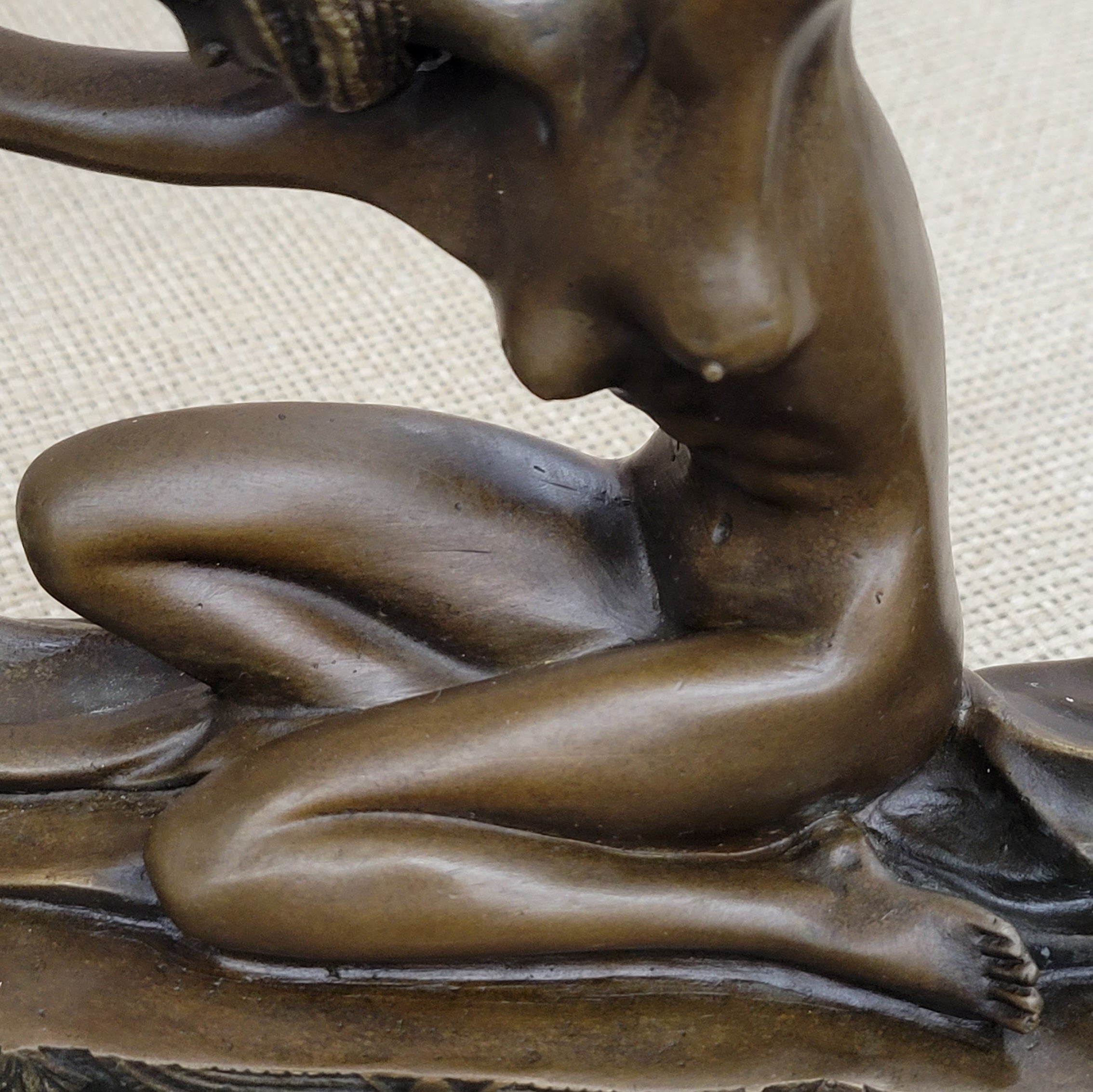 Handcrafted bronze Nude sculpture Modern Deco Art Abstract . C.Mirval Lost Wax